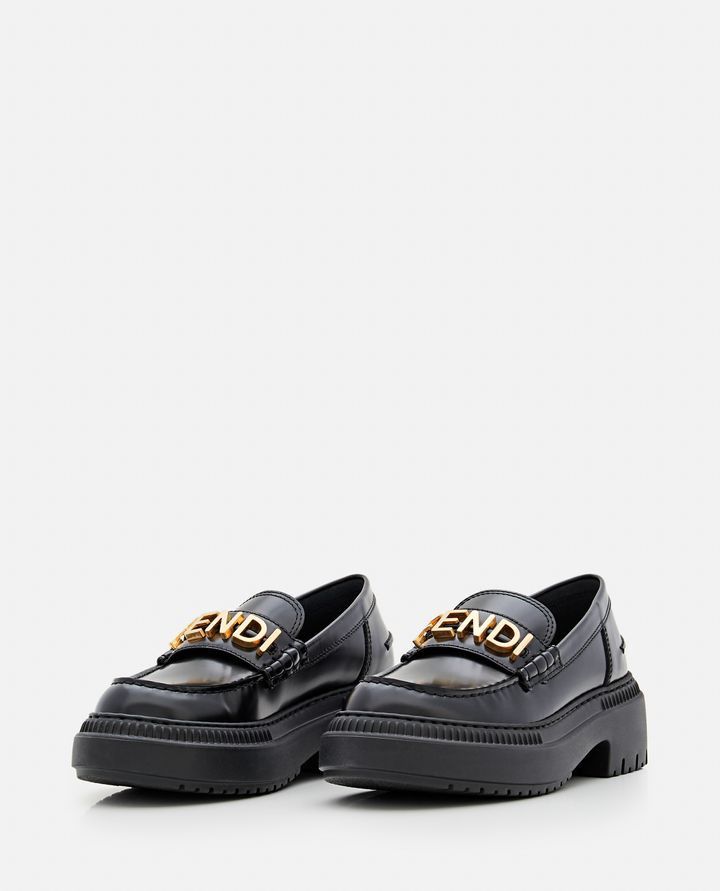 Fendi Fendigraphy Leather Loafers in Black Size US 7 / IT 37 - 2 Thumbnail