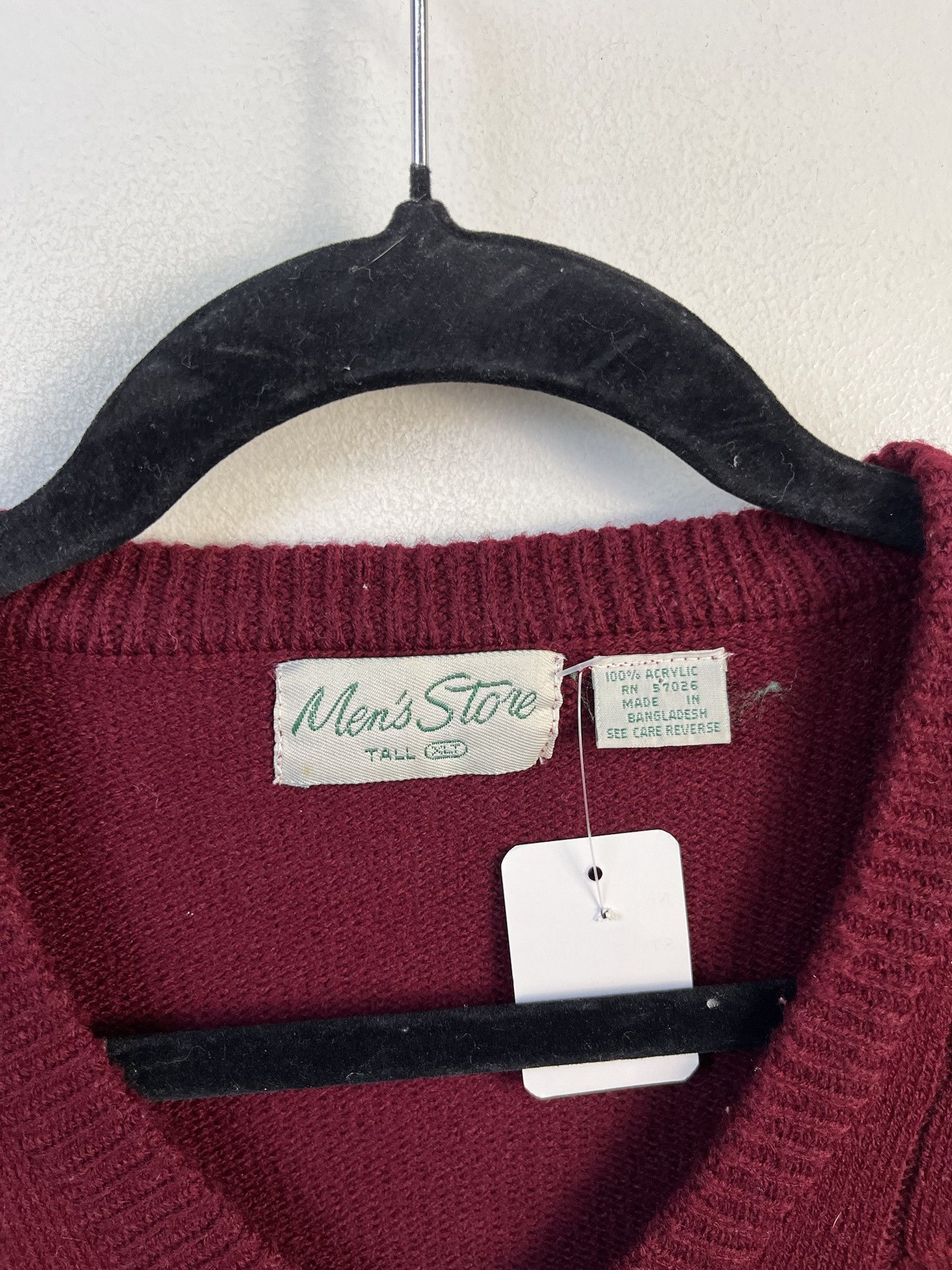 Vintage Vintage Knit Sweater 1990s Thick Knit Men's Store Maroon Cableknit Sweater Size XL Tall Size US XL / EU 56 / 4 - 2 Thumbnail
