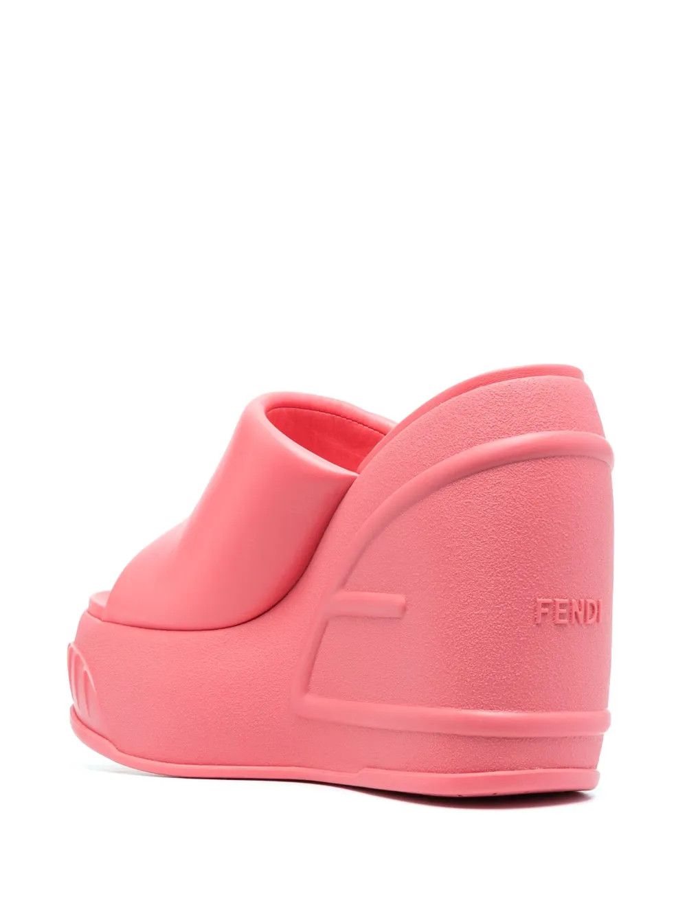 Fendi Wedge FF Pattern Platform Slides Sandals in pink