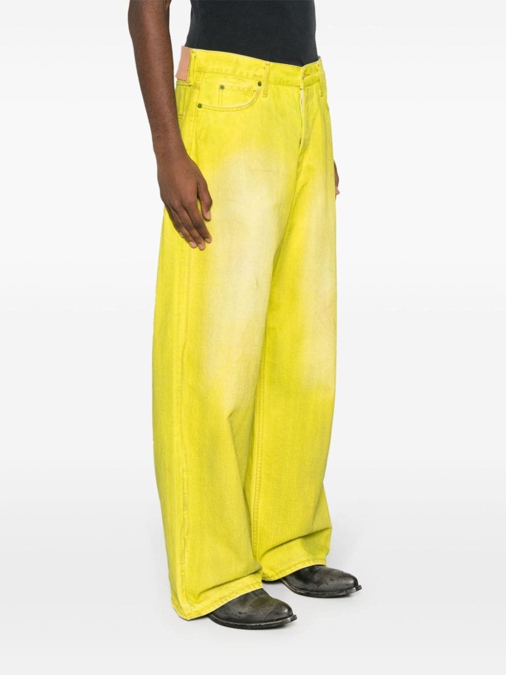 Acne Studios Yellow low-rise wide-leg jeans waxed jeans Size US 28 / EU 44 - 3 Thumbnail