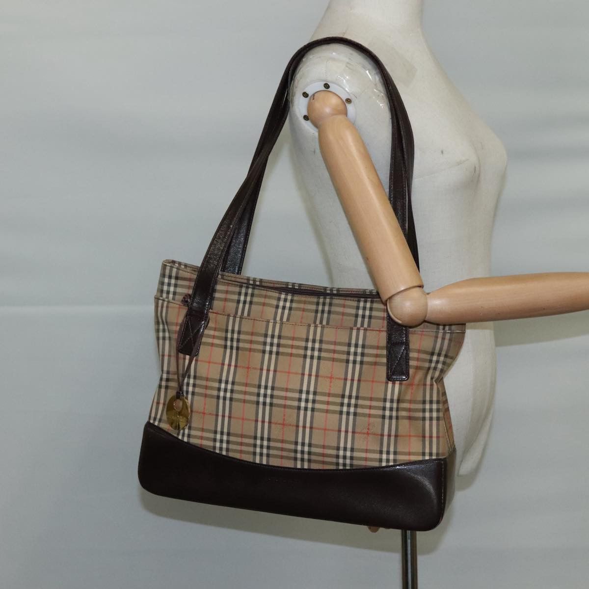 Burberry Nova Check Beige Canvas Shoulder Bag (Pre-Owned) Size ONE SIZE - 16 Thumbnail