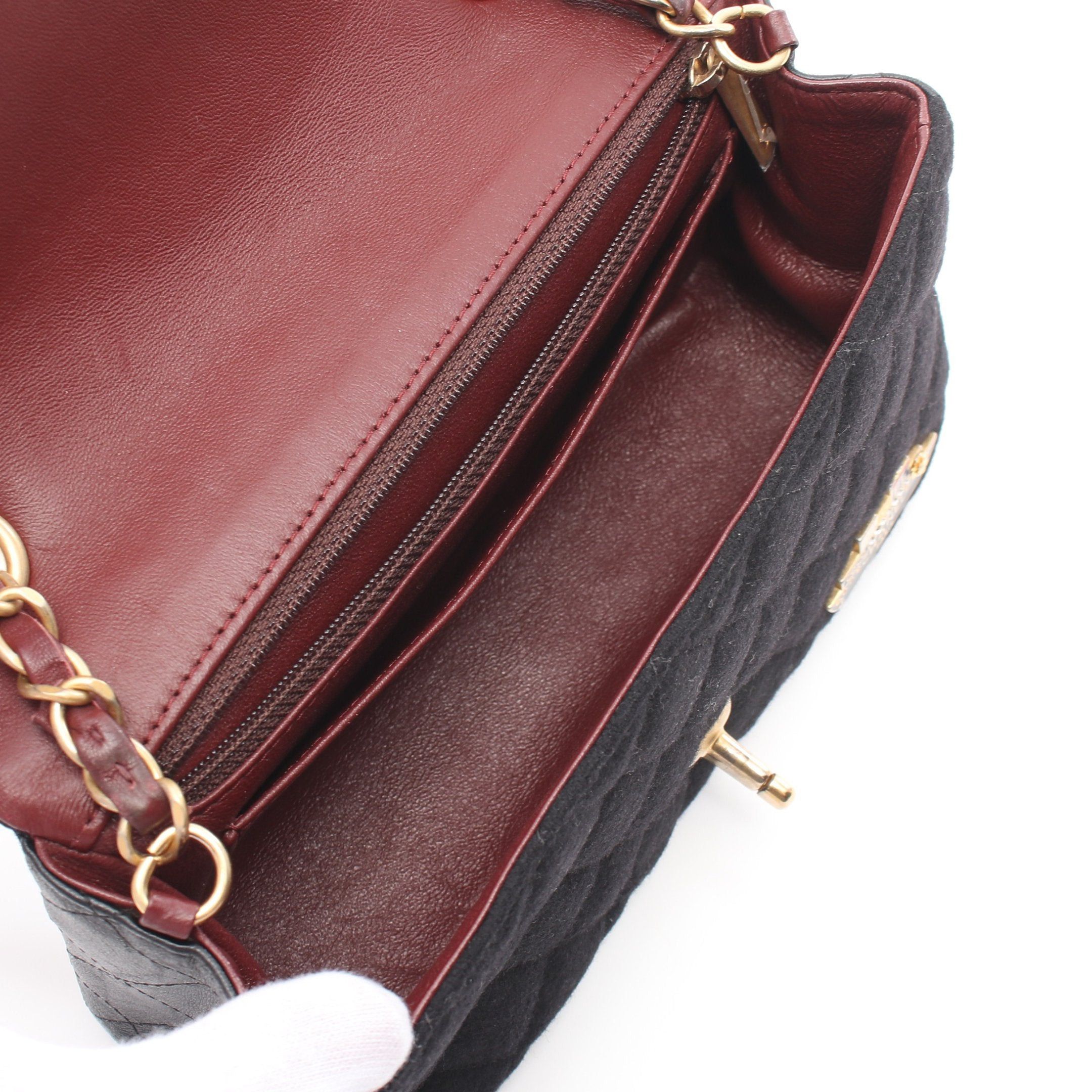 Chanel Chanel Matelasse Chain Shoulder Bag Wool Lambskin Black Bordeaux Gold Hardware Marine Motif Size ONE SIZE - 3 Thumbnail