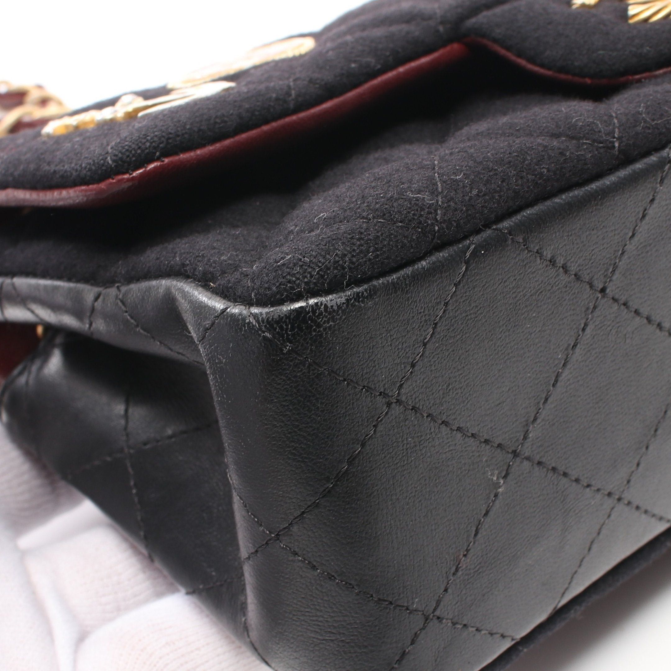 Chanel Chanel Matelasse Chain Shoulder Bag Wool Lambskin Black Bordeaux Gold Hardware Marine Motif Size ONE SIZE - 7 Thumbnail