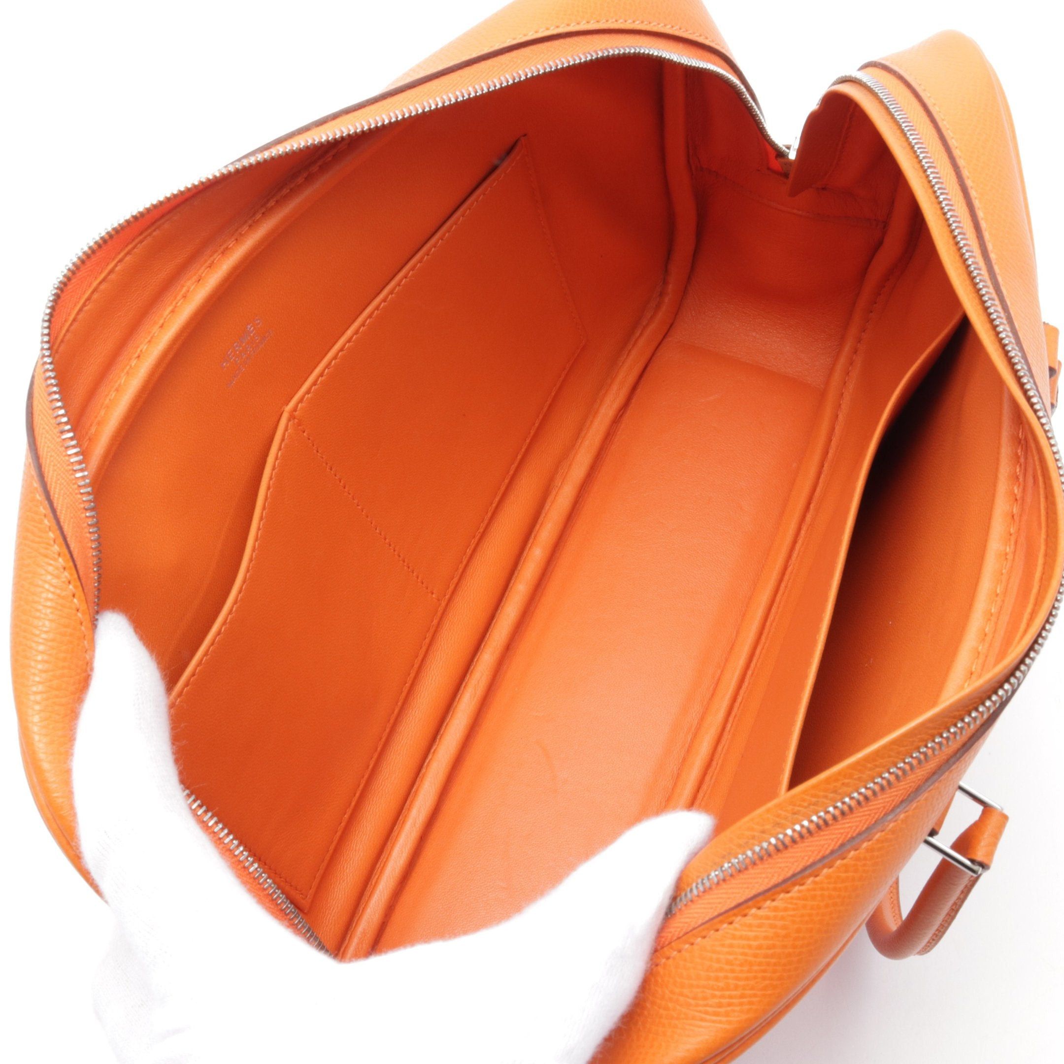 Hermes Hermes Plum Elan 28 Handbag Veau Epsom Orange Silver Hardware □I Stamp (Manufactured Around 2005) Size ONE SIZE - 3 Thumbnail