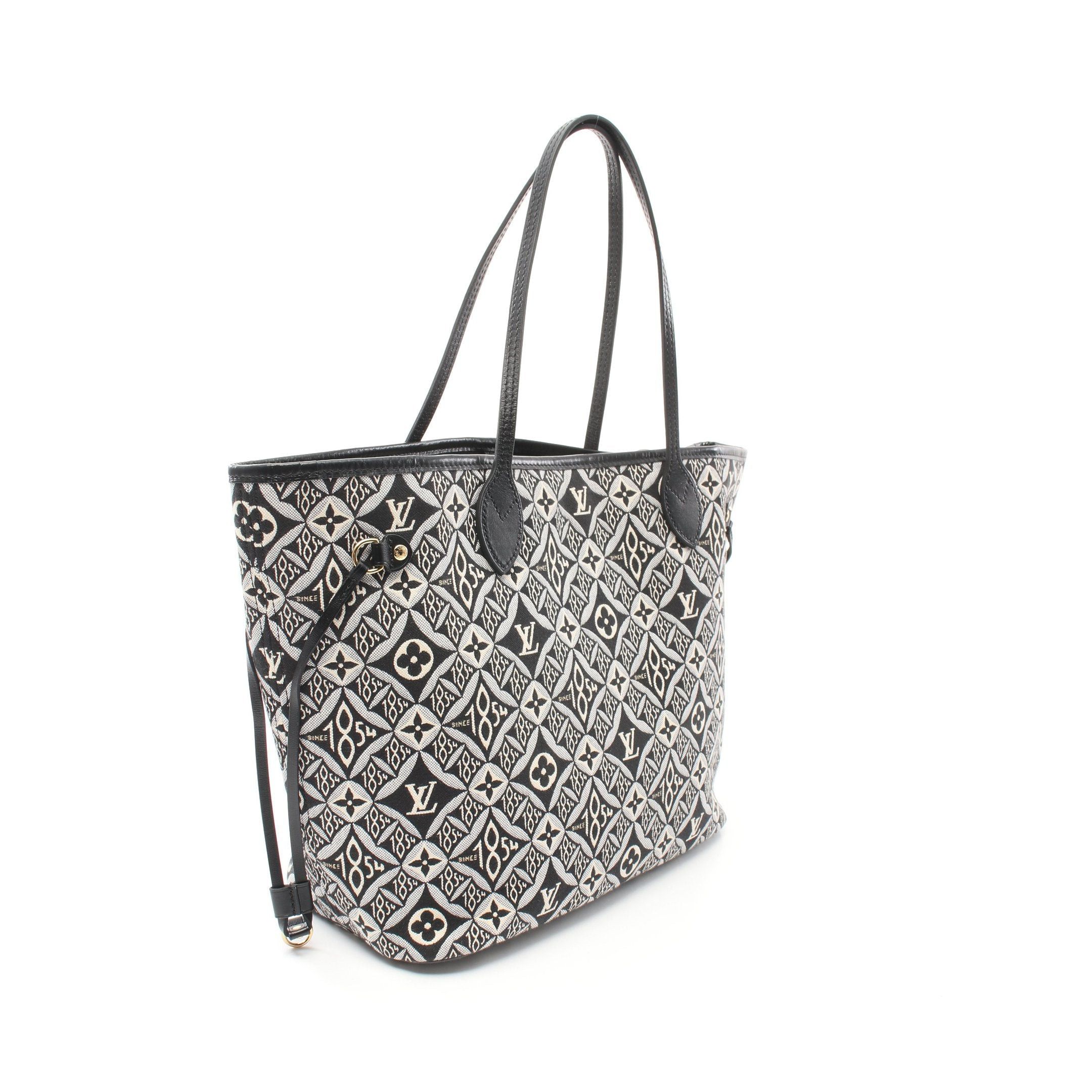 Louis Vuitton Louis Vuitton Neverfull Mm Monogram Jacquard Since1854 Shoulder Bag Tote Canvas Leather Black Ivory Light Gray Size ONE SIZE - 2 Thumbnail