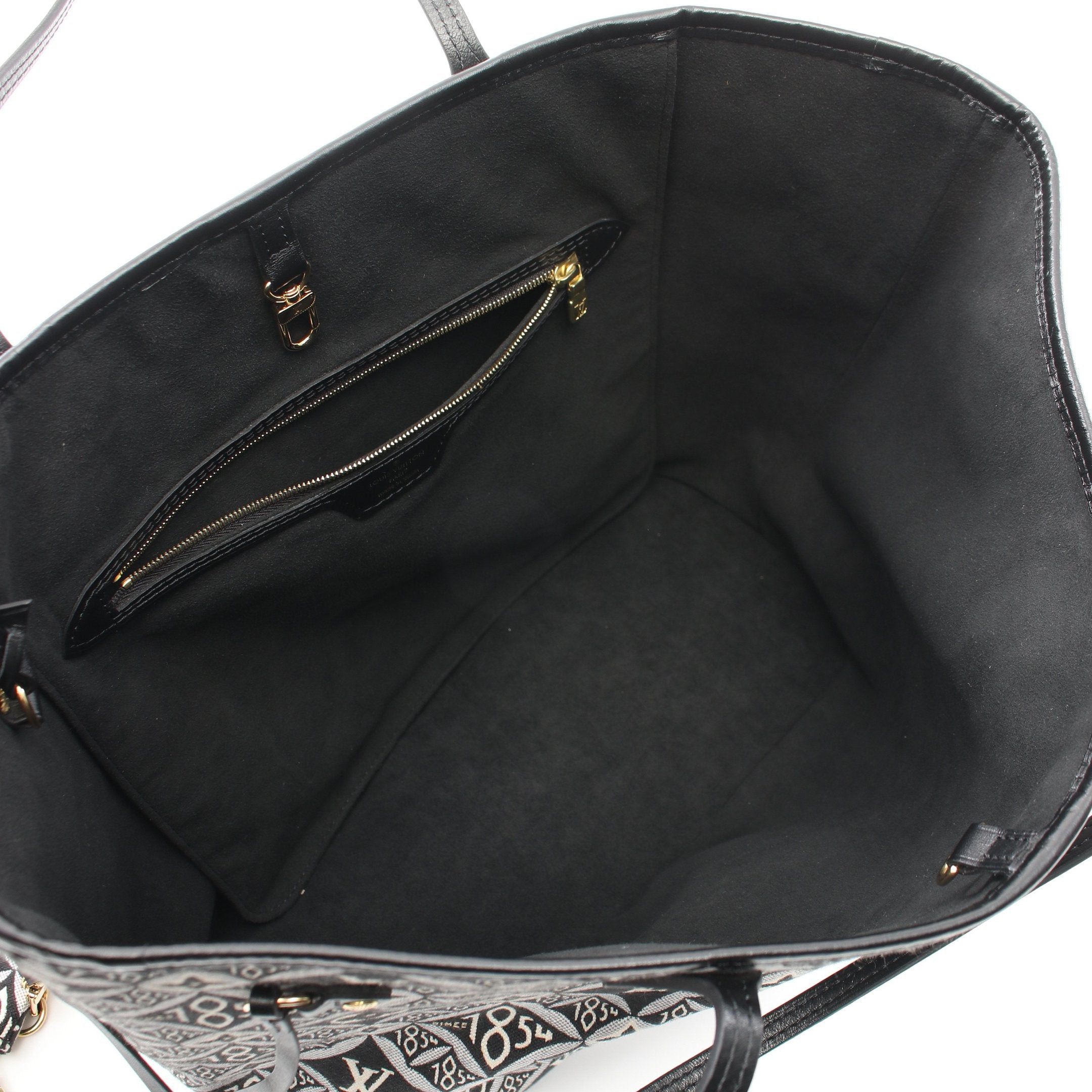 Louis Vuitton Louis Vuitton Neverfull Mm Monogram Jacquard Since1854 Shoulder Bag Tote Canvas Leather Black Ivory Light Gray Size ONE SIZE - 3 Thumbnail