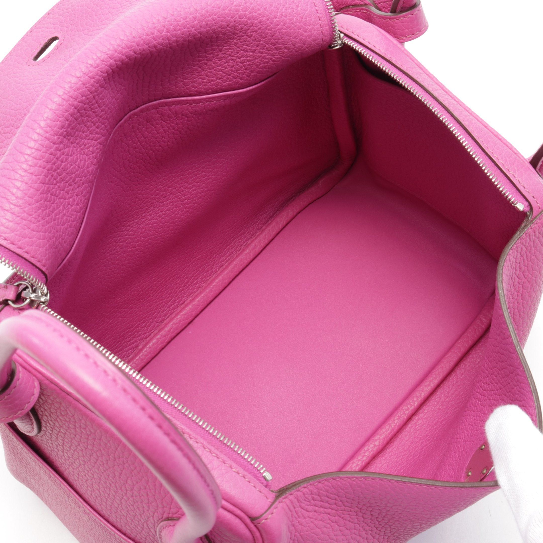 Hermes Hermes Lindy 26 Rose Shocking Shoulder Bag Clemence Leather Pink Purple Silver Hardware C Engraved Size ONE SIZE - 3 Thumbnail