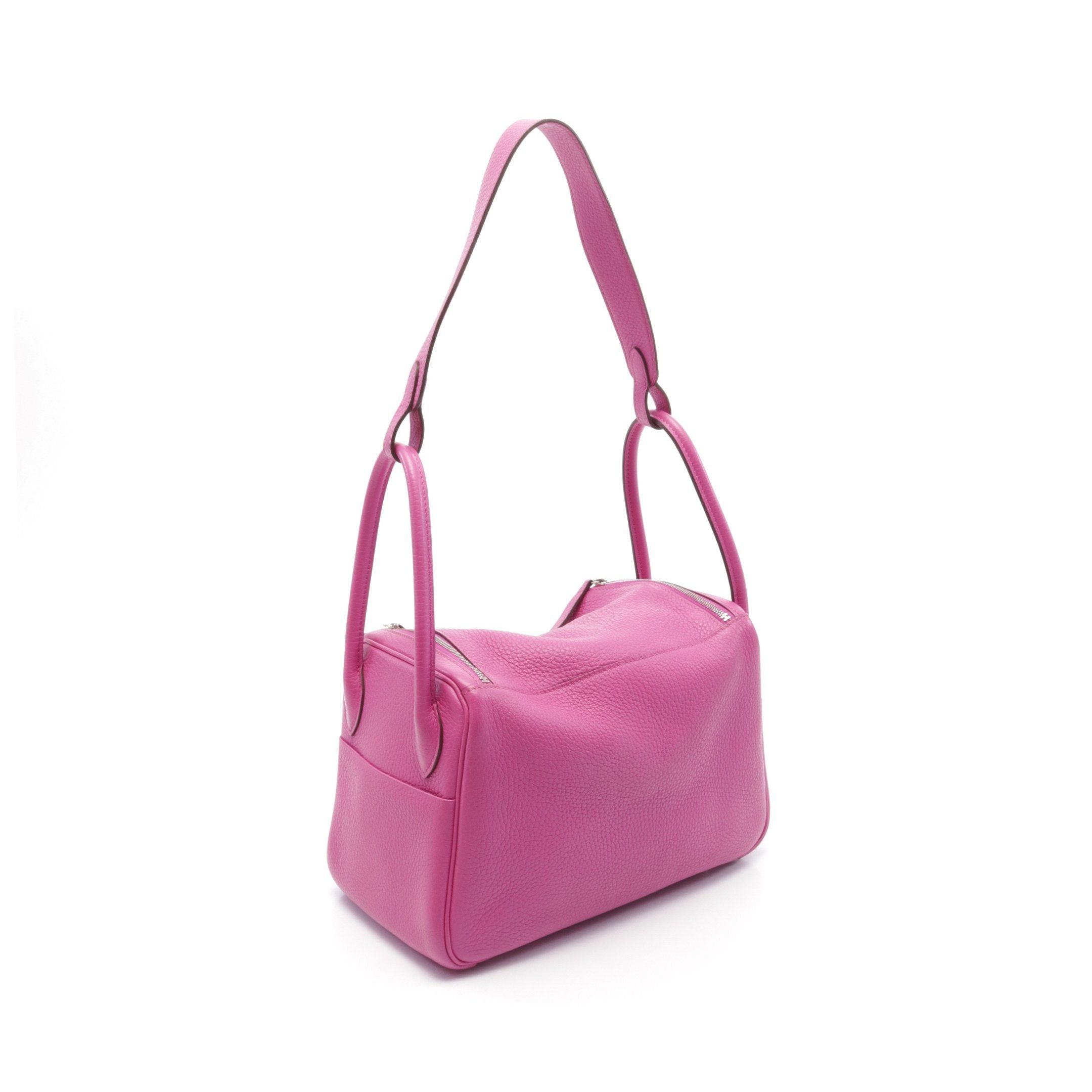 Hermes Hermes Lindy 26 Rose Shocking Shoulder Bag Clemence Leather Pink Purple Silver Hardware C Engraved Size ONE SIZE - 2 Thumbnail