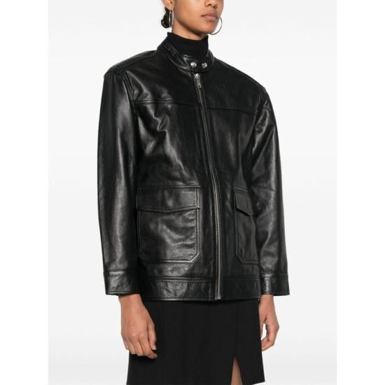 Anine Bing ANINE BING Women Leather Jackets A 01 10189 000 BLACK Size XS / US 0-2 / IT 36-38 - 2 Thumbnail