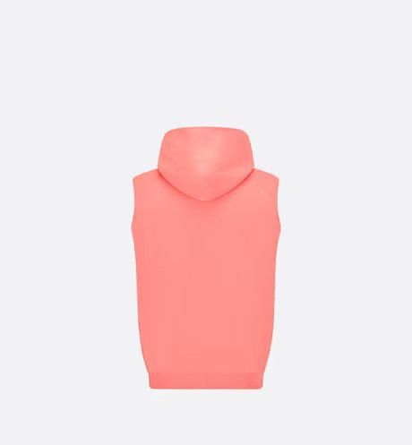 Dior Oversized Sleeveless Hooded Sweatshirt Coral Cotton-Blend Fleece Size US XS / EU 42 / 0 - 2 Thumbnail