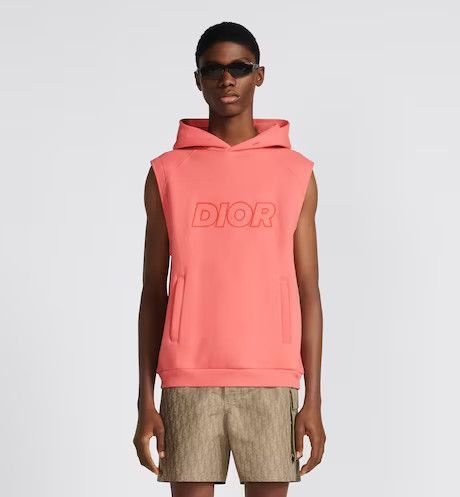 Dior Oversized Sleeveless Hooded Sweatshirt Coral Cotton-Blend Fleece Size US XXL / EU 58 / 5 - 3 Thumbnail
