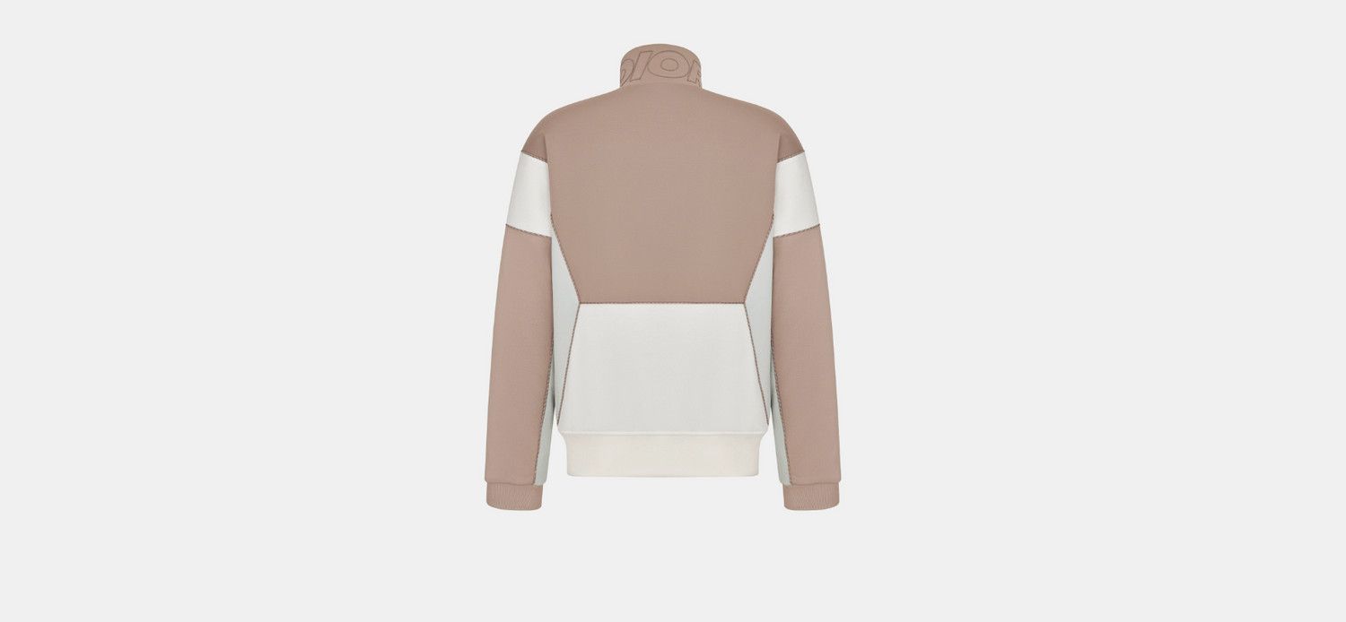 Zipped Track Jacket Beige Cotton-Blend Jersey