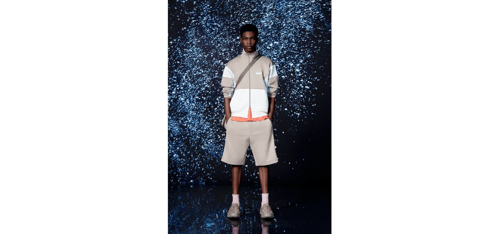 Zipped Track Jacket Beige Cotton-Blend Jersey