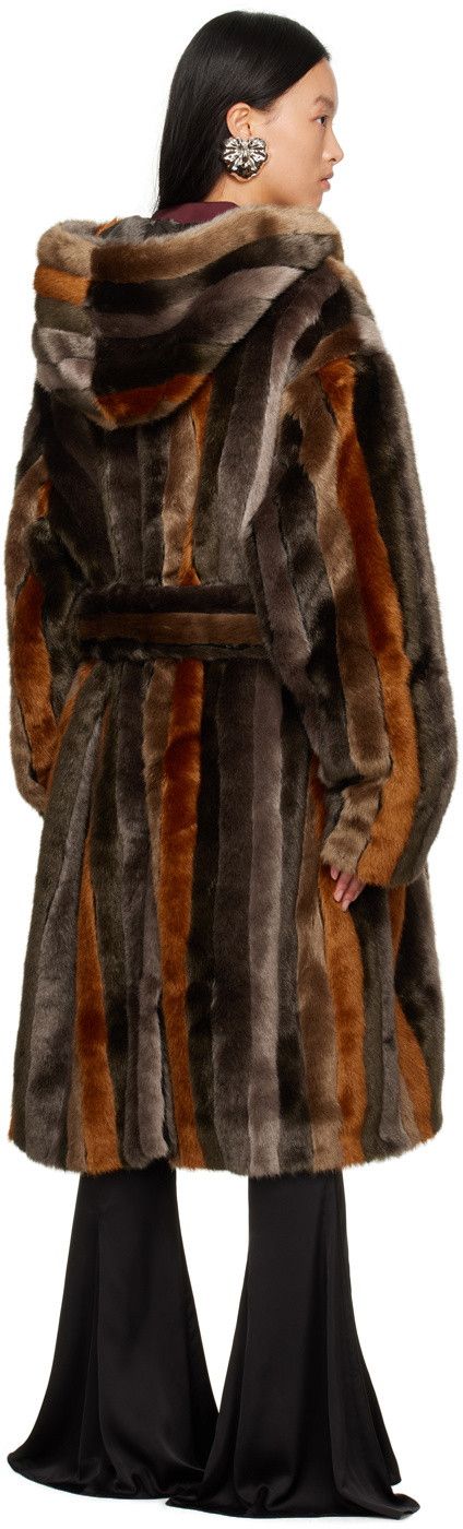 Acne Studios Acne Studios Brown Striped Faux-Fur Coat Size XL / US 12-14 / IT 48-50 - 2 Thumbnail