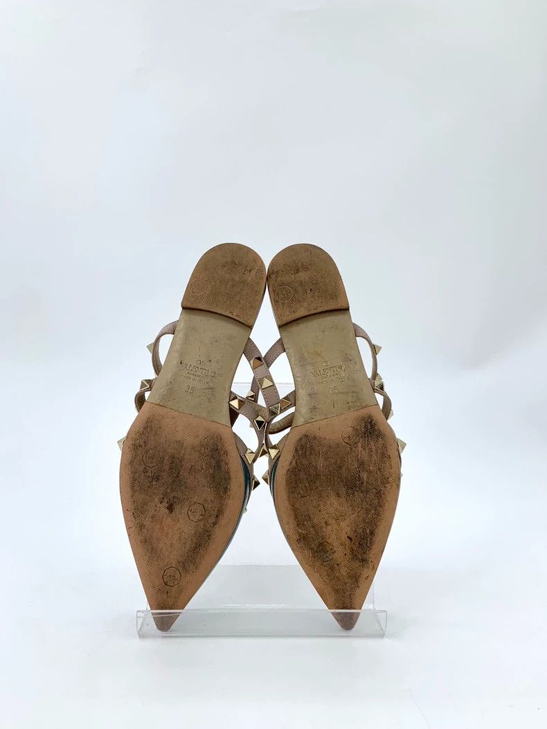 Valentino Valentino Size 35 Peacock Blue Studs Patent Leather Pointed Toe Flat Shoes Size US 5 / IT 35 - 5 Thumbnail