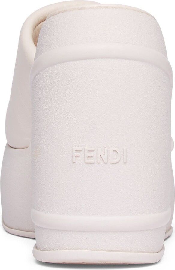 Fendi Fendi Wedge FF Pattern Platform Slides Sandals in white Size US 7 / IT 37 - 3 Thumbnail