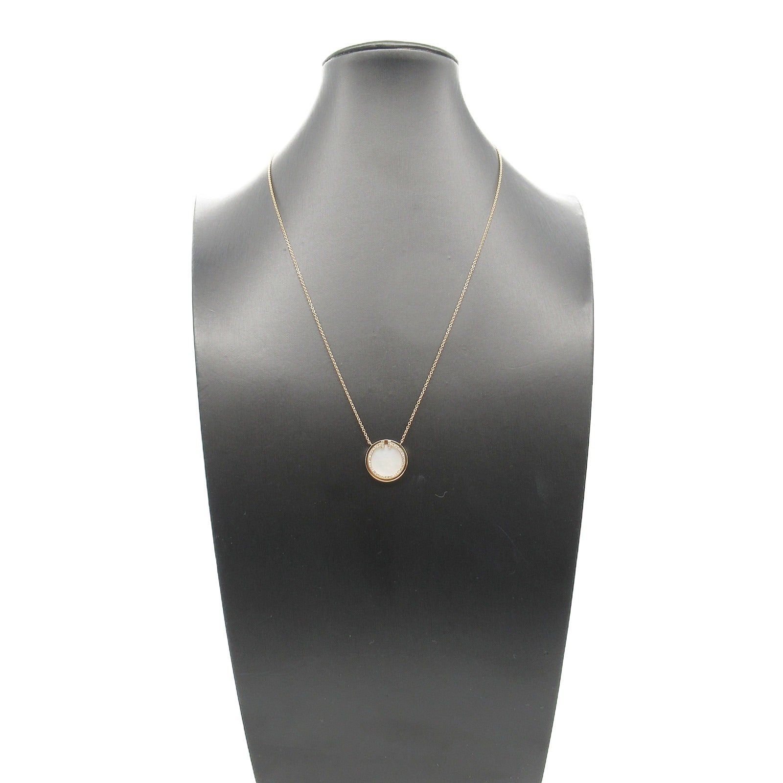 Tiffany & Co. Tiffany Co T Two Circle Shell Diamond Necklace K18Pg (Pink Gold) Clear White Size ONE SIZE - 7 Thumbnail