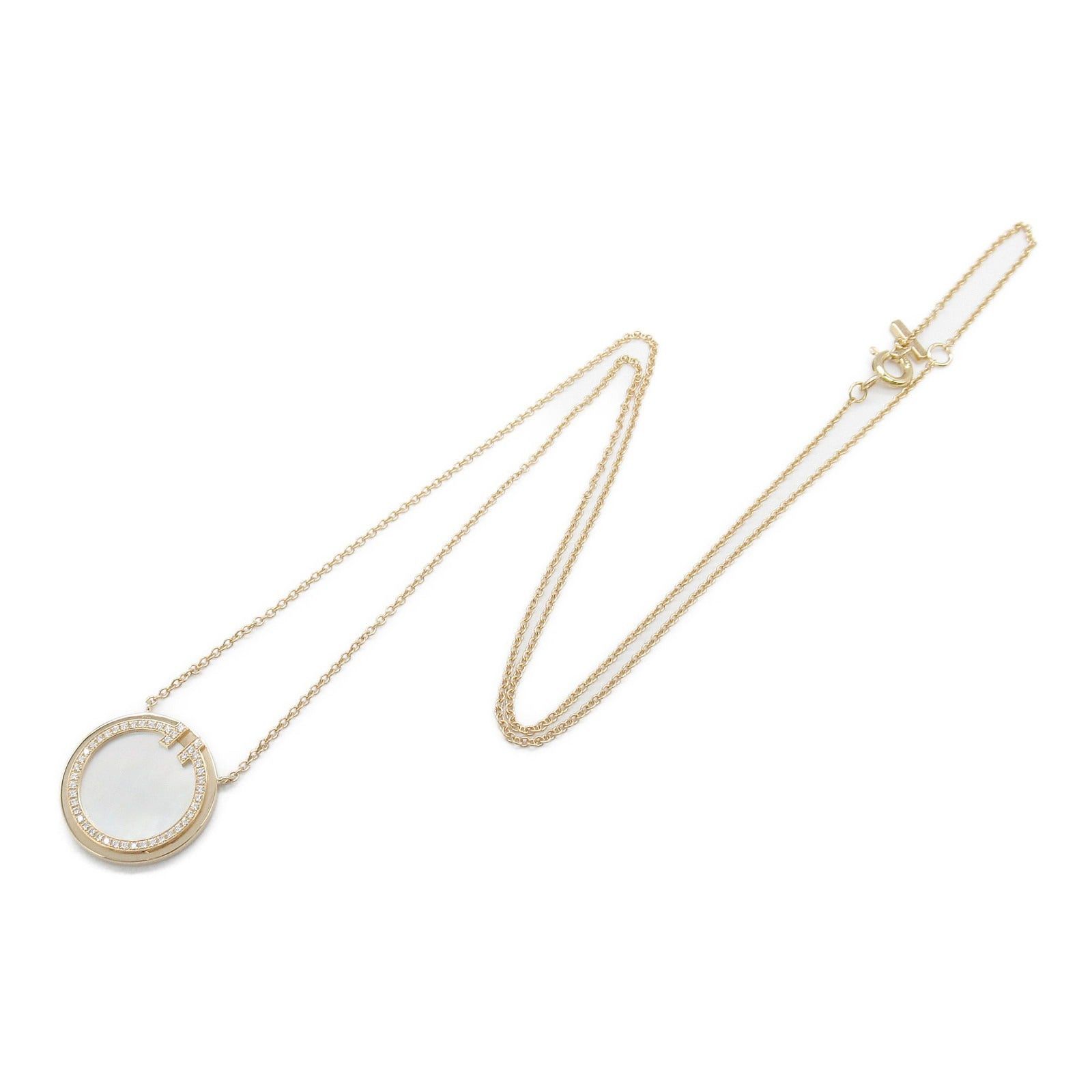 Tiffany & Co. Tiffany Co T Two Circle Shell Diamond Necklace K18Pg (Pink Gold) Clear White Size ONE SIZE - 3 Thumbnail