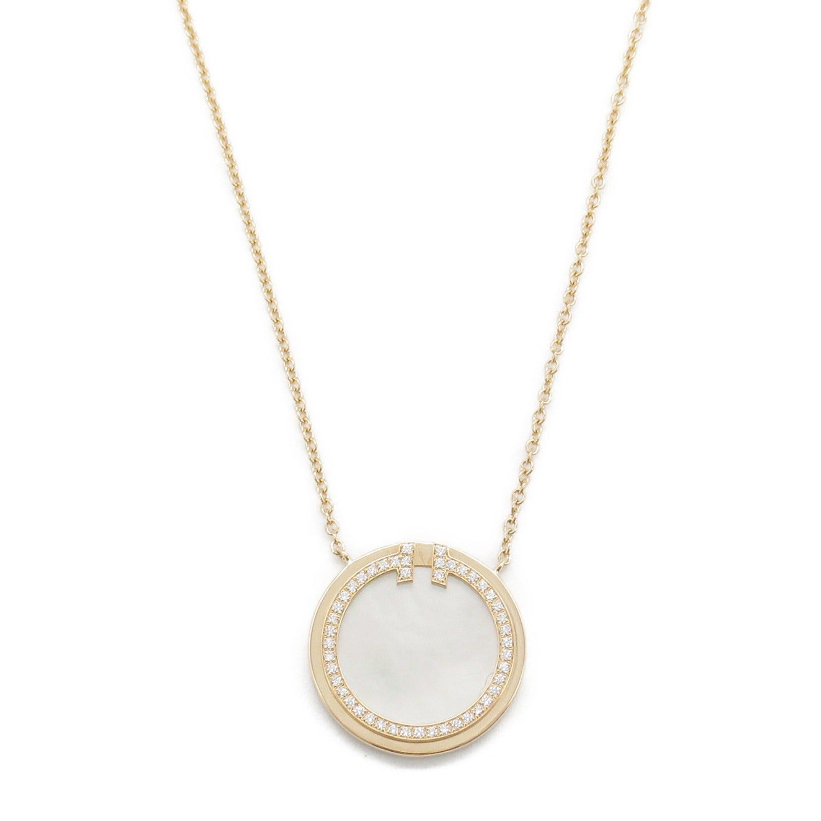 Tiffany & Co. Tiffany Co T Two Circle Shell Diamond Necklace K18Pg (Pink Gold) Clear White Size ONE SIZE - 2 Thumbnail