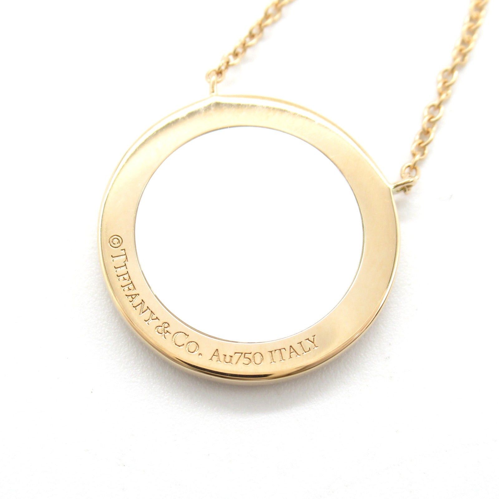 Tiffany & Co. Tiffany Co T Two Circle Shell Diamond Necklace K18Pg (Pink Gold) Clear White Size ONE SIZE - 5 Thumbnail