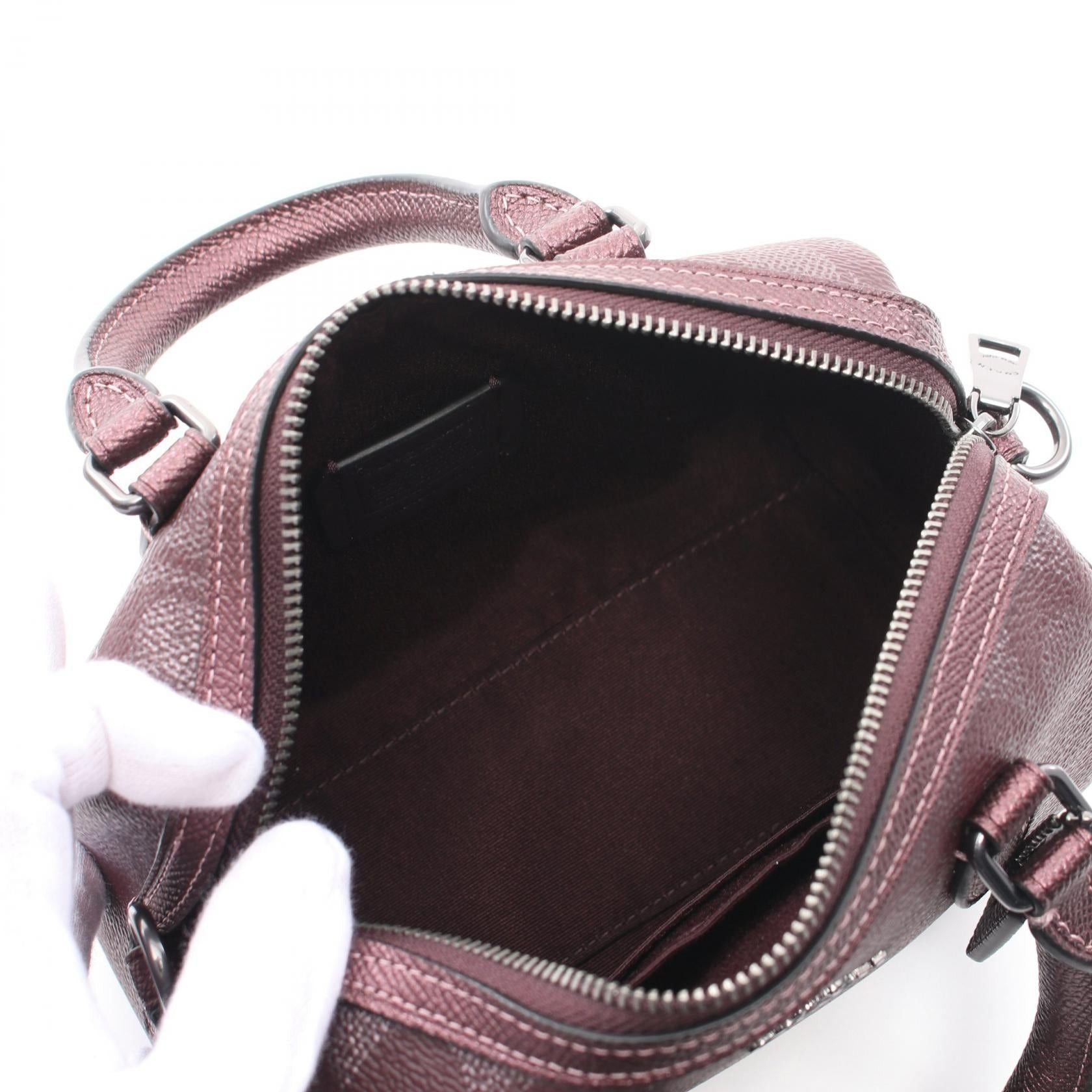 Coach Coach Signature Mini Rowan Handbag Coated Canvas Leather Bordeaux Size ONE SIZE - 3 Thumbnail