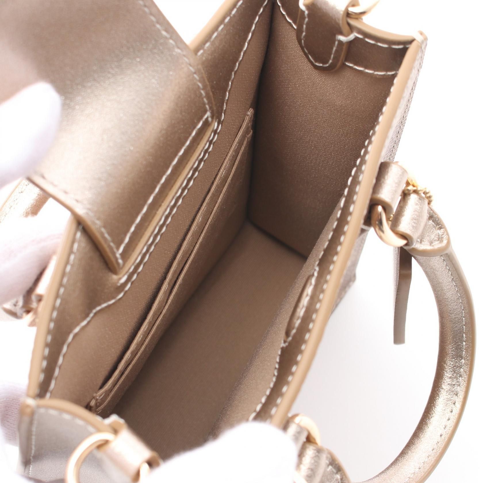 Coach Coach Signature Handbag Coated Canvas Leather Brown Gold Size ONE SIZE - 3 Thumbnail