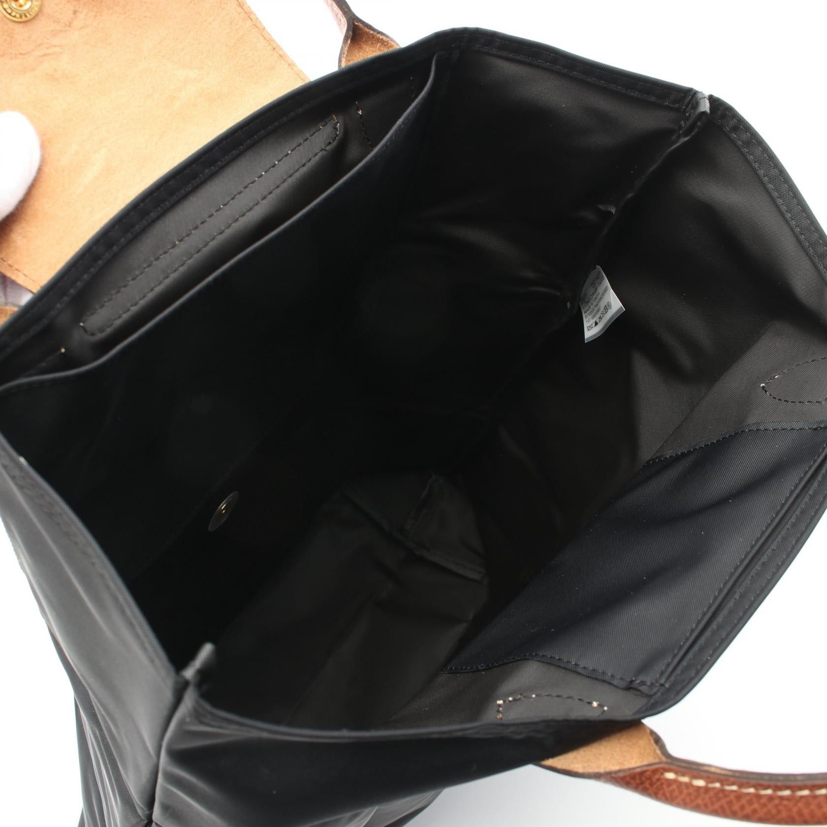 Longchamp Longchamp Le Preage Original M Shopping Bag Handbag Tote Nylon Leather Black Brown Size ONE SIZE - 3 Thumbnail
