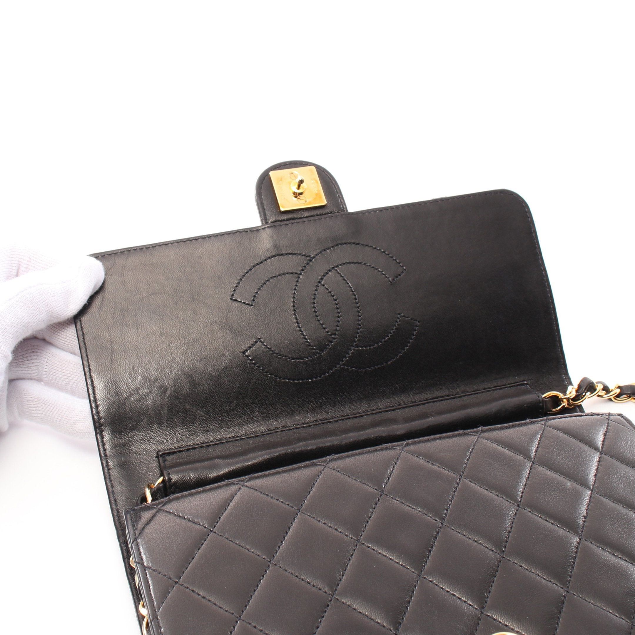 Chanel Chanel Matelasse Chain Shoulder Bag Lambskin Black Gold Hardware Push Lock Size ONE SIZE - 7 Thumbnail