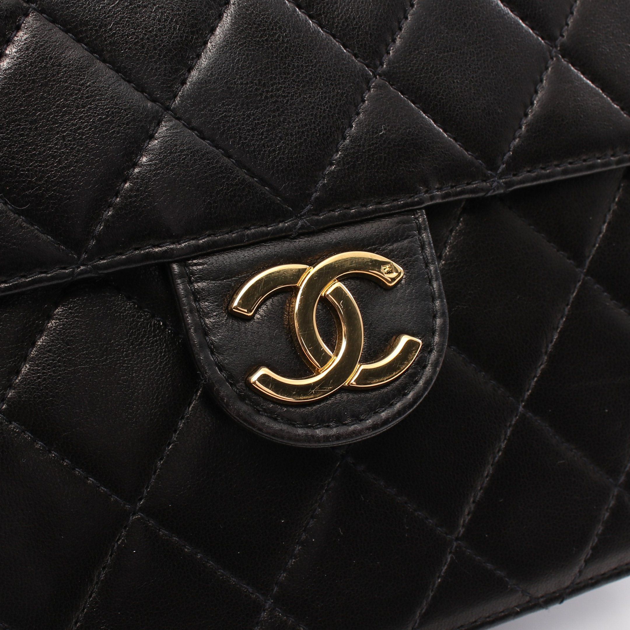 Chanel Chanel Matelasse Chain Shoulder Bag Lambskin Black Gold Hardware Push Lock Size ONE SIZE - 10 Thumbnail