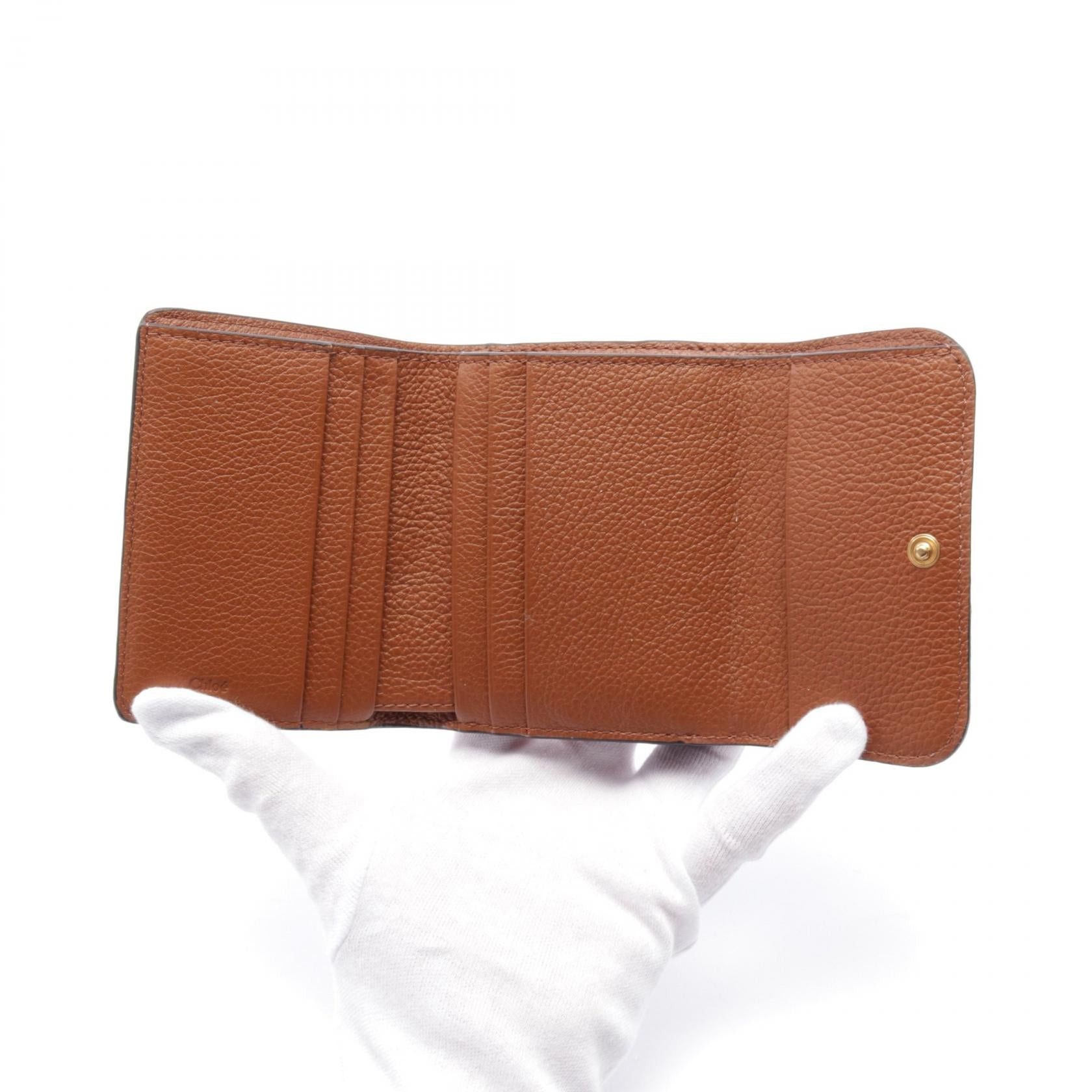 Chloe Chloe Marcie Small Trifold Wallet Leather Brown Size ONE SIZE - 3 Thumbnail