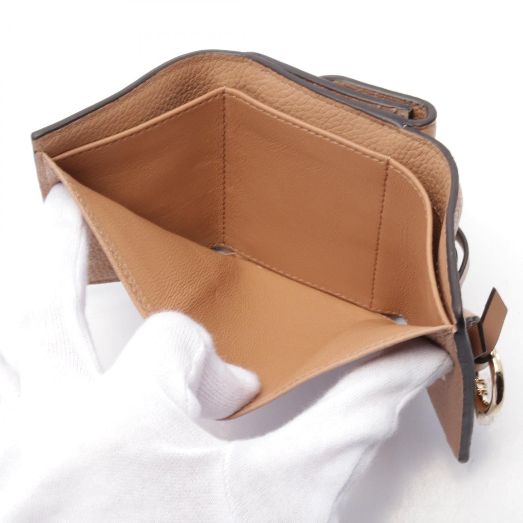 Chloe Chloe Alphabet Trifold Wallet Leather Brown Size ONE SIZE - 6 Thumbnail