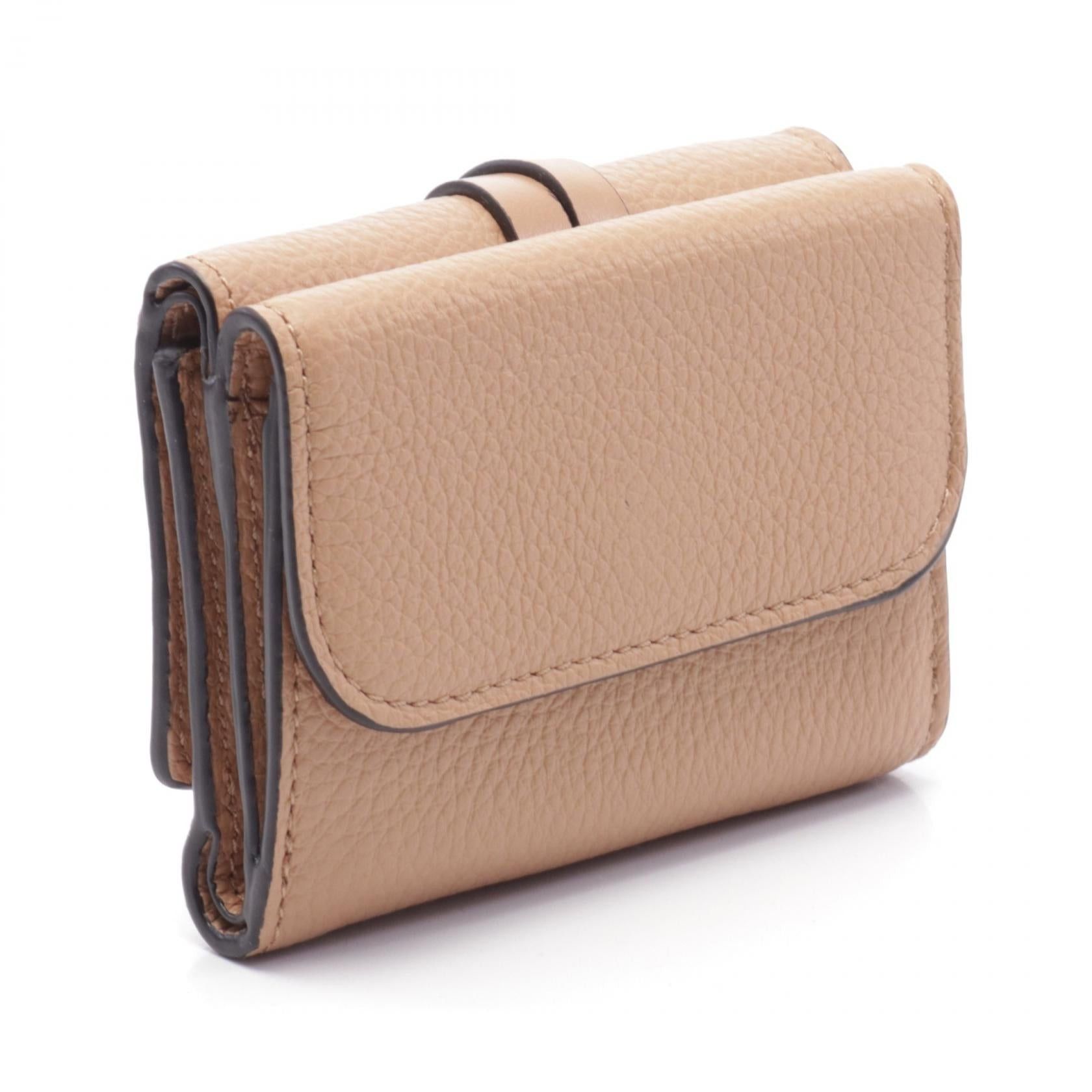 Chloe Chloe Alphabet Trifold Wallet Leather Brown Size ONE SIZE - 2 Thumbnail