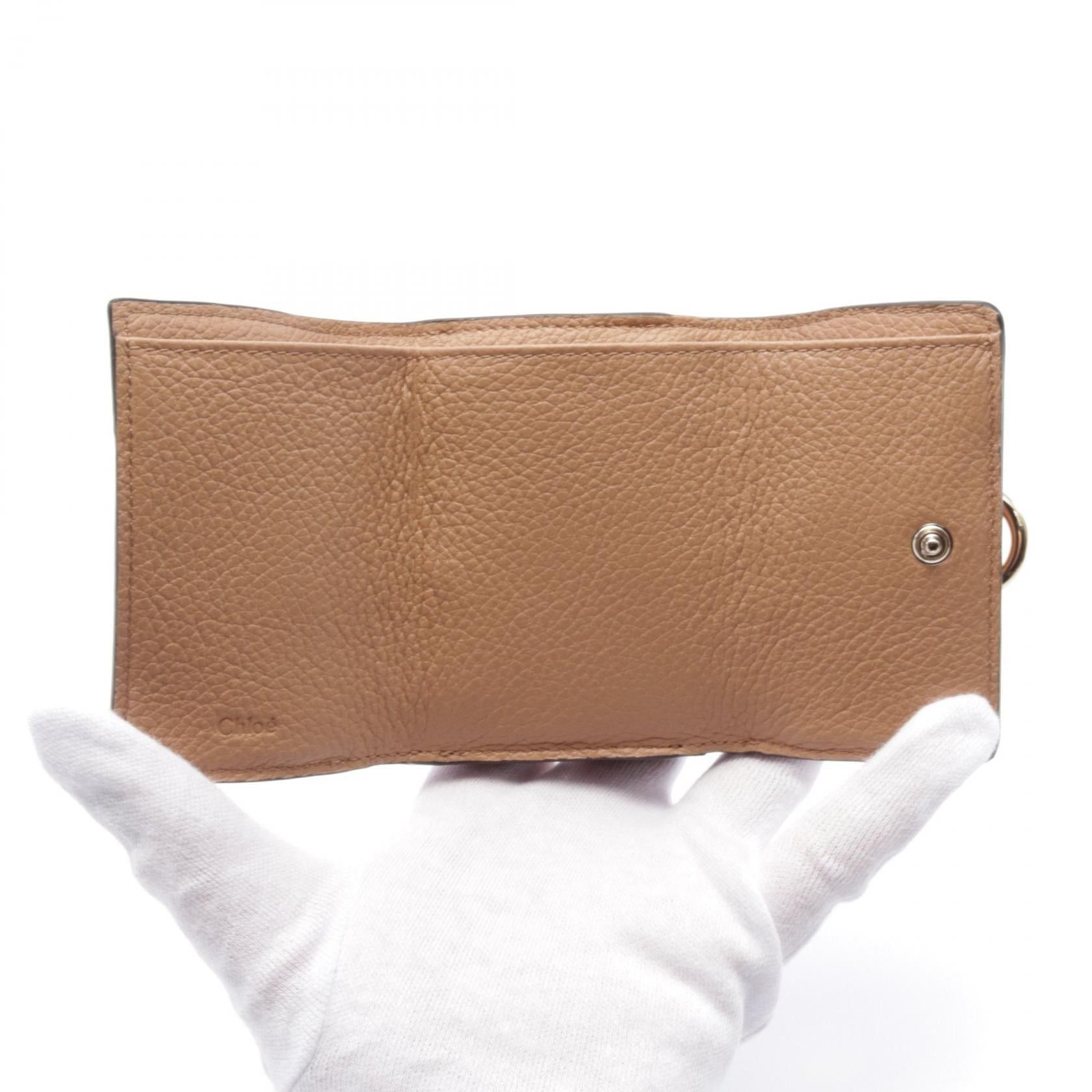 Chloe Chloe Alphabet Trifold Wallet Leather Brown Size ONE SIZE - 3 Thumbnail
