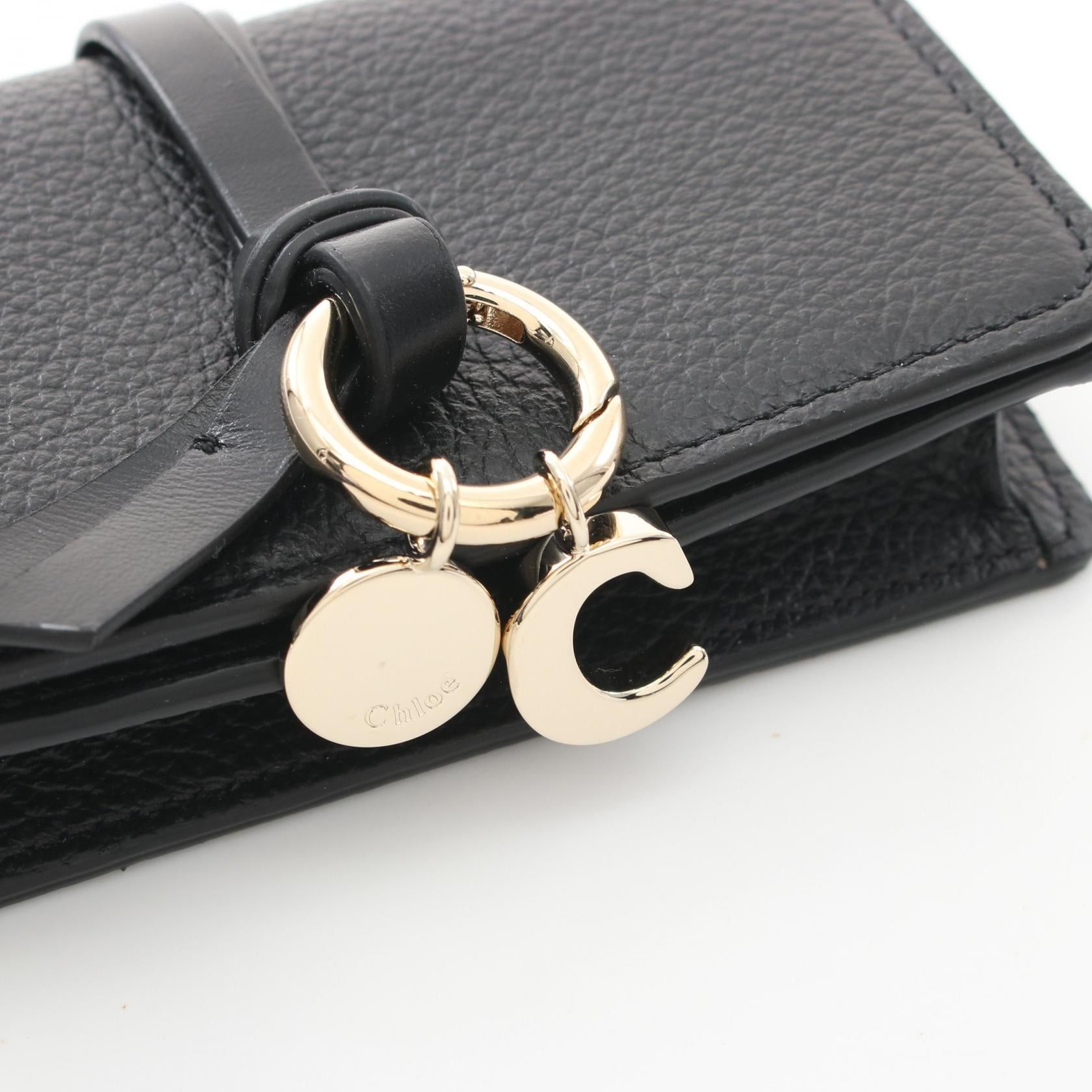 Chloe Chloe Alphabet Card Case Leather Black Size ONE SIZE - 5 Thumbnail