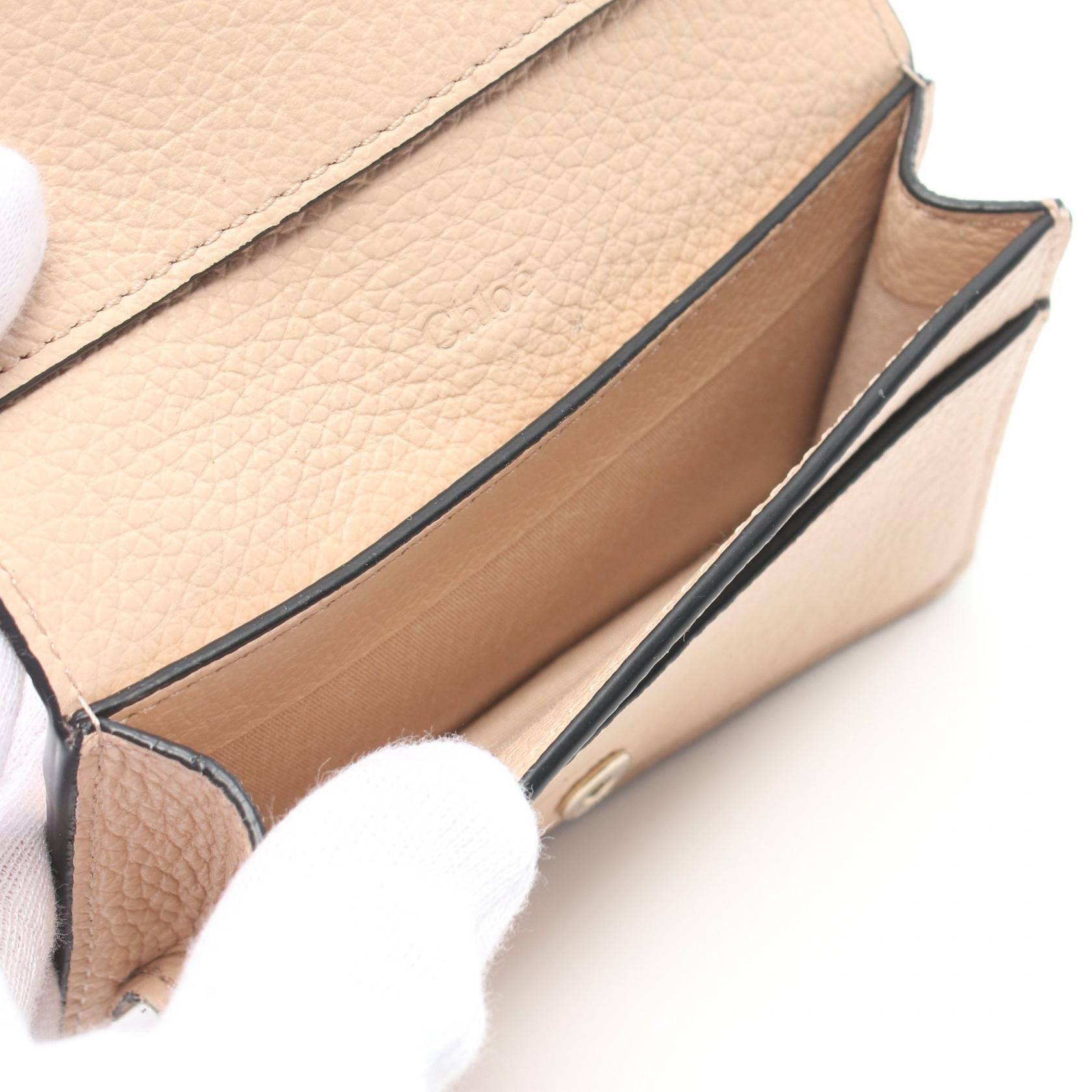 Chloe Chloe Alphabet Card Case Leather Beige Size ONE SIZE - 3 Thumbnail