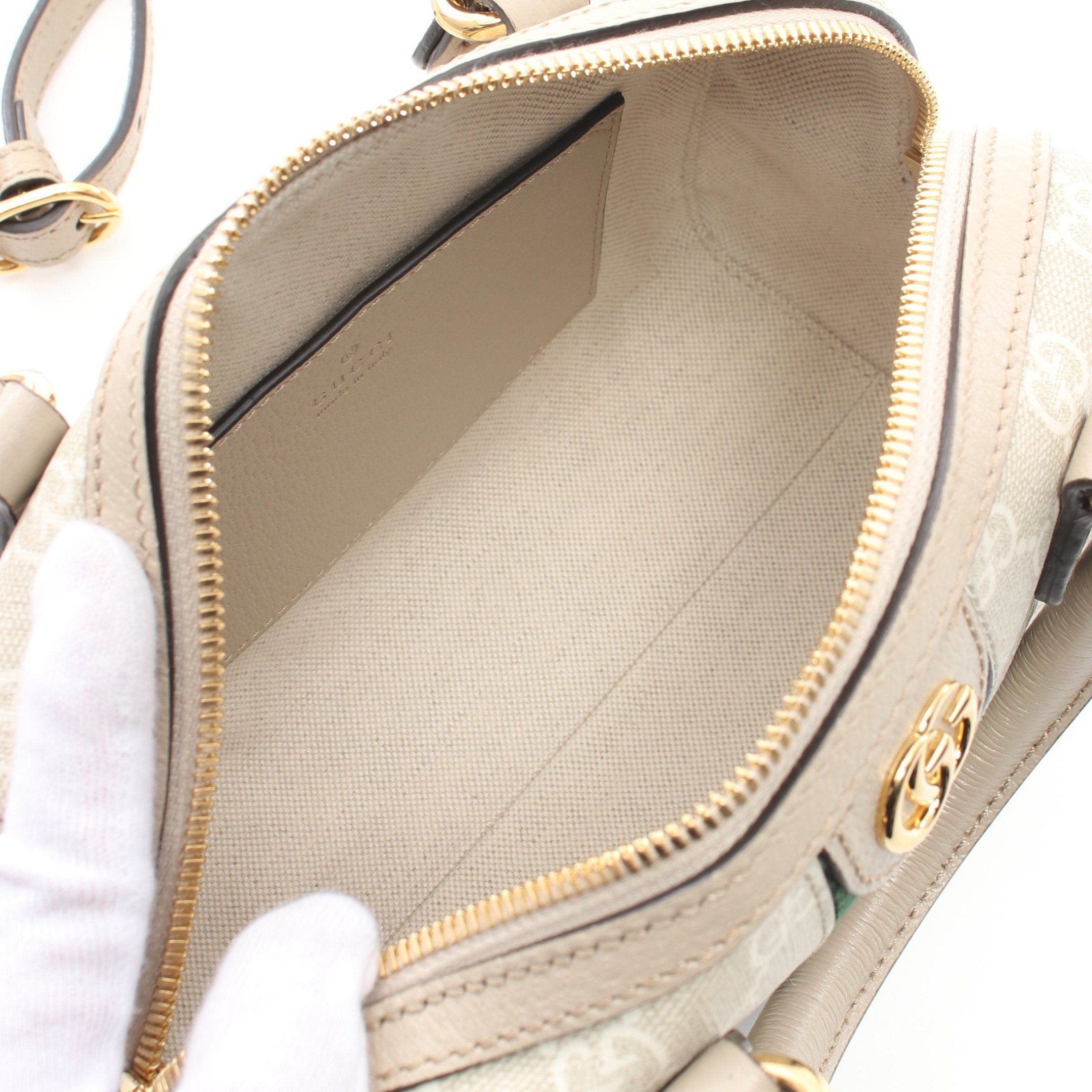 Gucci Gucci Ophidia Mini Top Handle Bag Sherry Line Handbag Leather Beige Size ONE SIZE - 3 Thumbnail