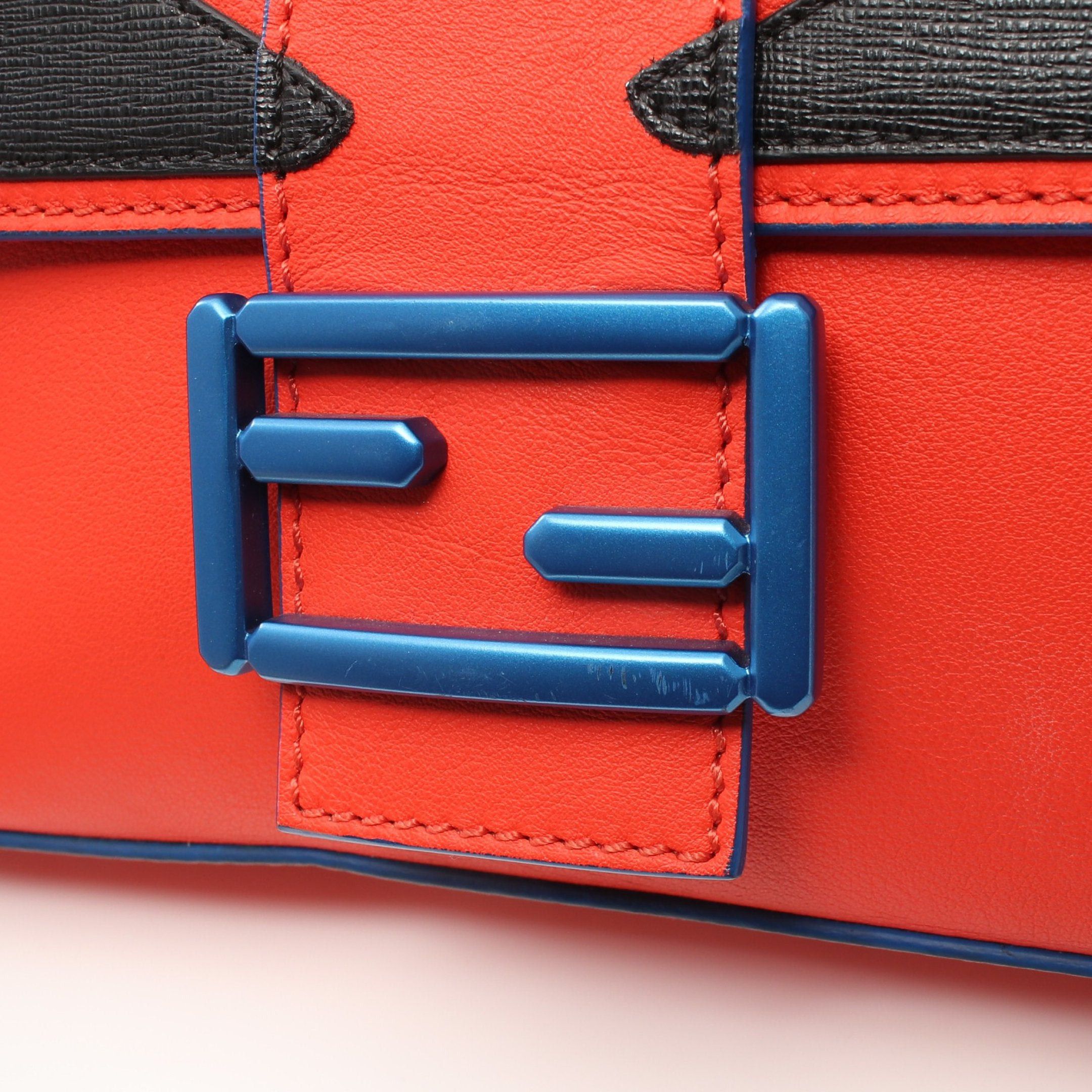 Fendi Fendi Monster Bucket Handbag Leather Orange Red Black Size ONE SIZE - 7 Thumbnail
