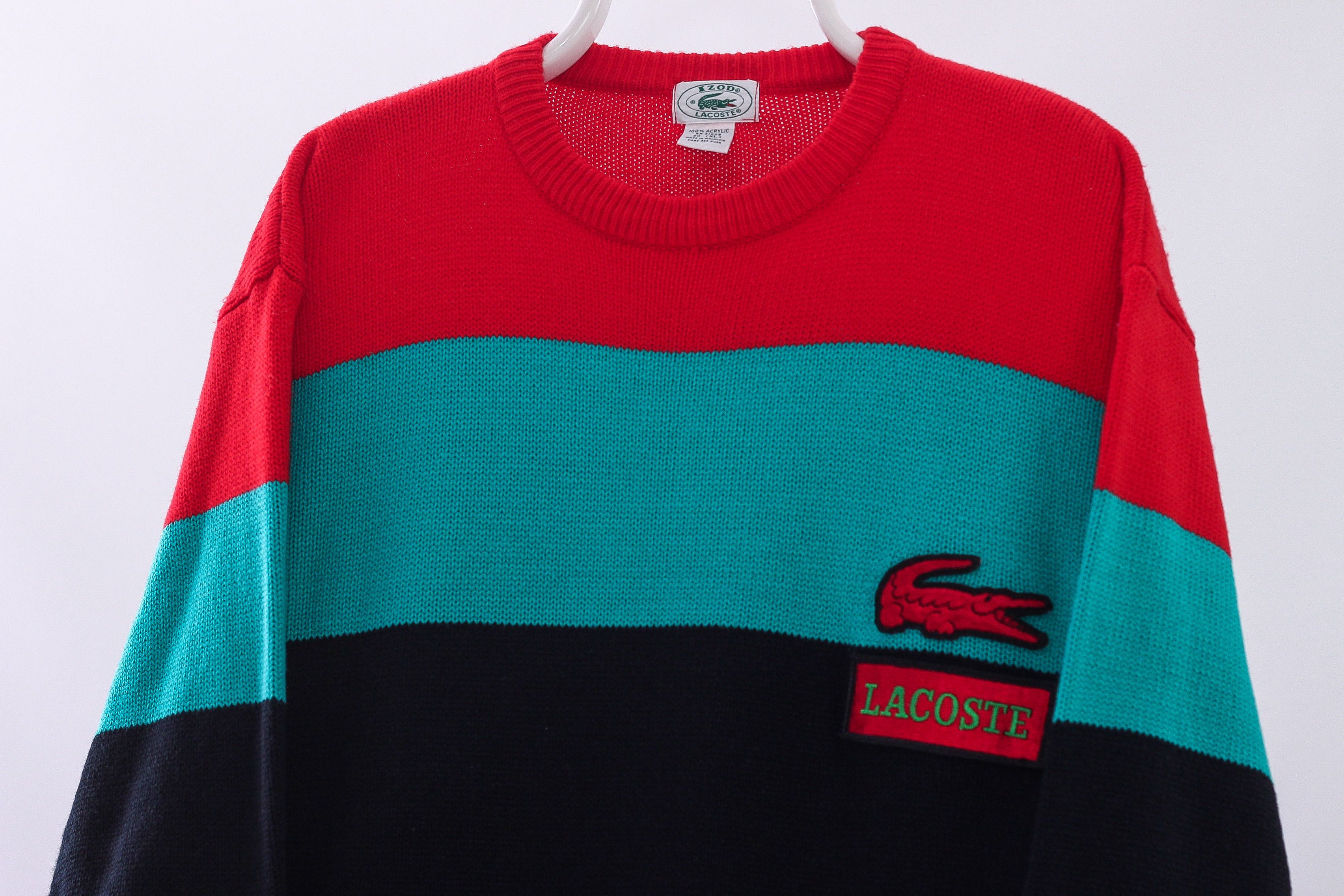 Izod × Lacoste × Vintage Vintage Mens LACOSTE x IZOD Big Logo Knit Jumper Sweater Size US XL / EU 56 / 4 - 4 Thumbnail