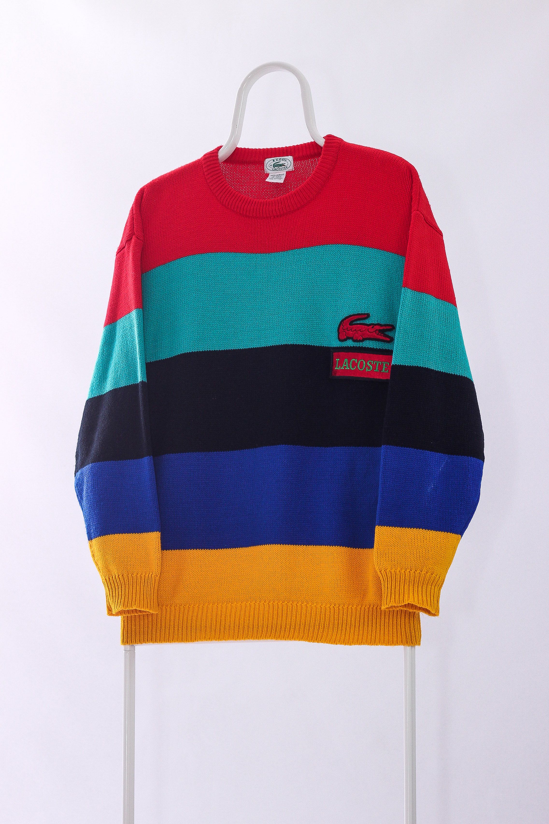 Izod Lacoste Vintage Vintage Mens LACOSTE x IZOD Big Logo Knit Jumper Sweater Grailed