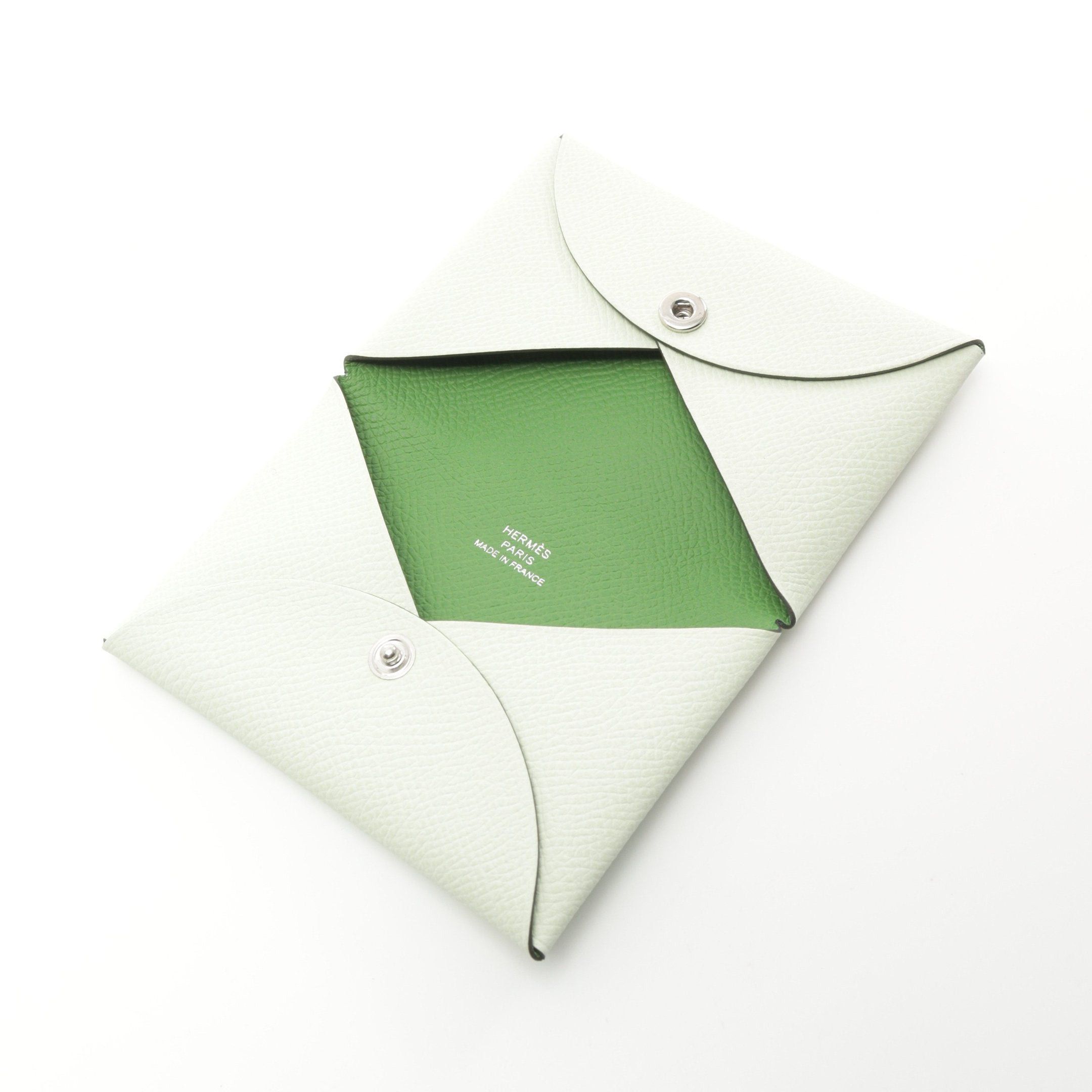 Hermes Hermes Calvi Verso Vert Fizz Veil Yucca Coin Purse Veau Epsom Light Green Silver Hardware B Stamp Size ONE SIZE - 6 Thumbnail