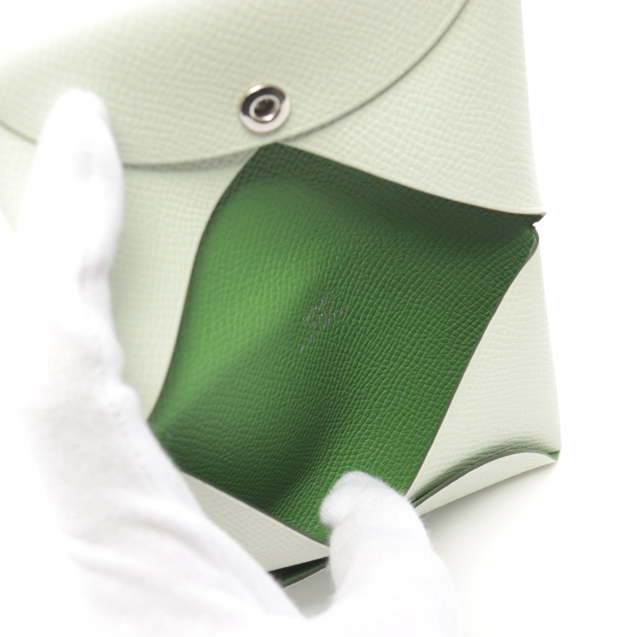 Hermes Hermes Calvi Verso Vert Fizz Veil Yucca Coin Purse Veau Epsom Light Green Silver Hardware B Stamp Size ONE SIZE - 3 Thumbnail
