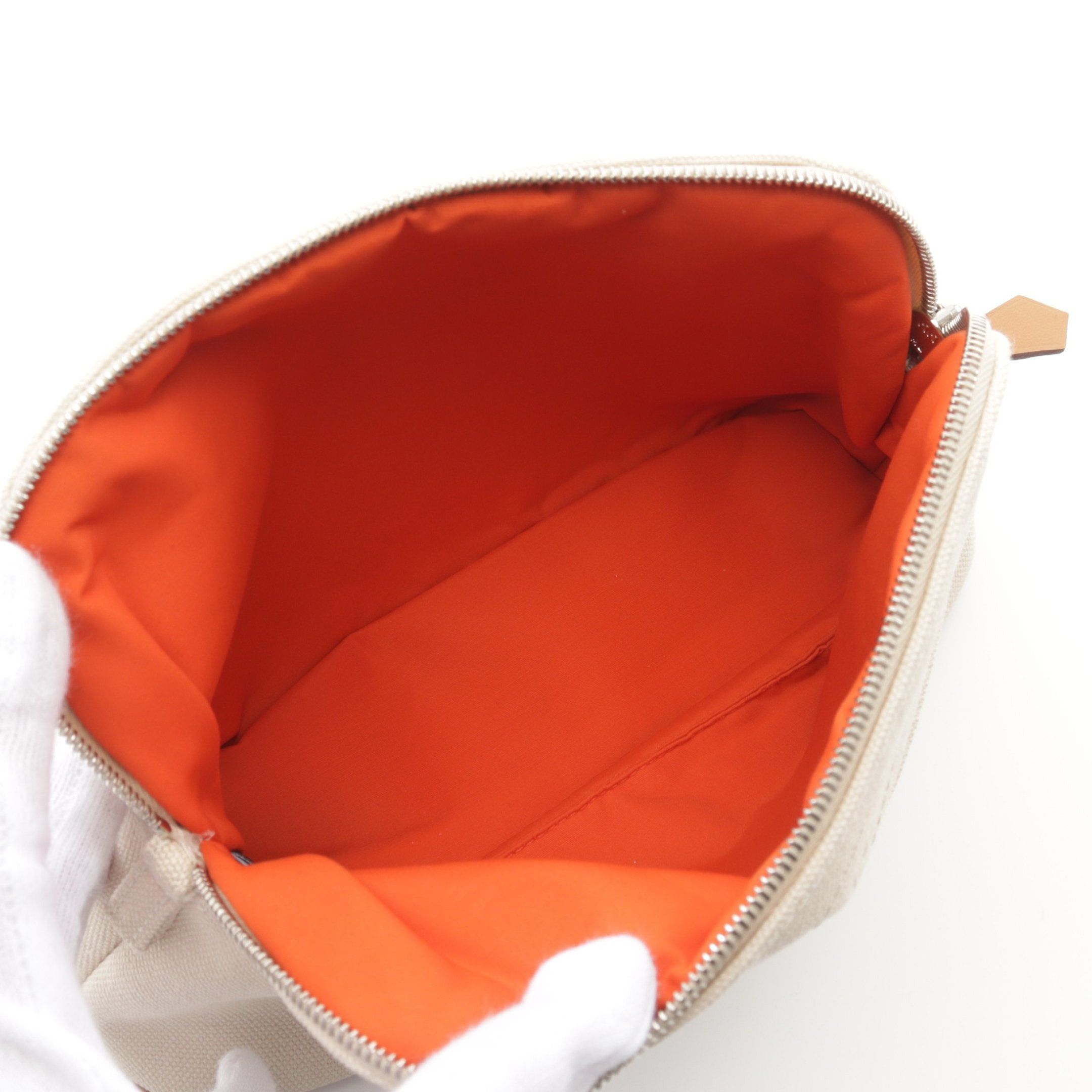 Hermes Hermes Bolide Pouch 20 Canvas Light Beige Silver Hardware Size ONE SIZE - 3 Thumbnail