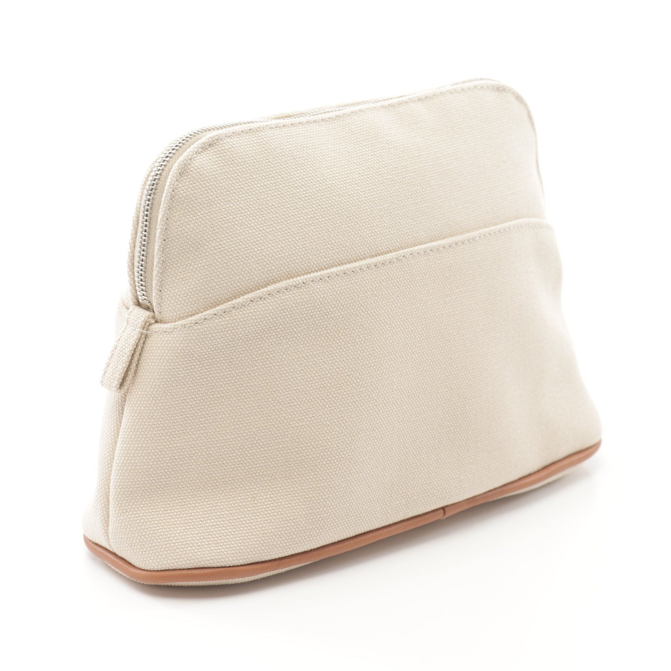 Hermes Hermes Bolide Pouch 20 Canvas Light Beige Silver Hardware Size ONE SIZE - 2 Thumbnail