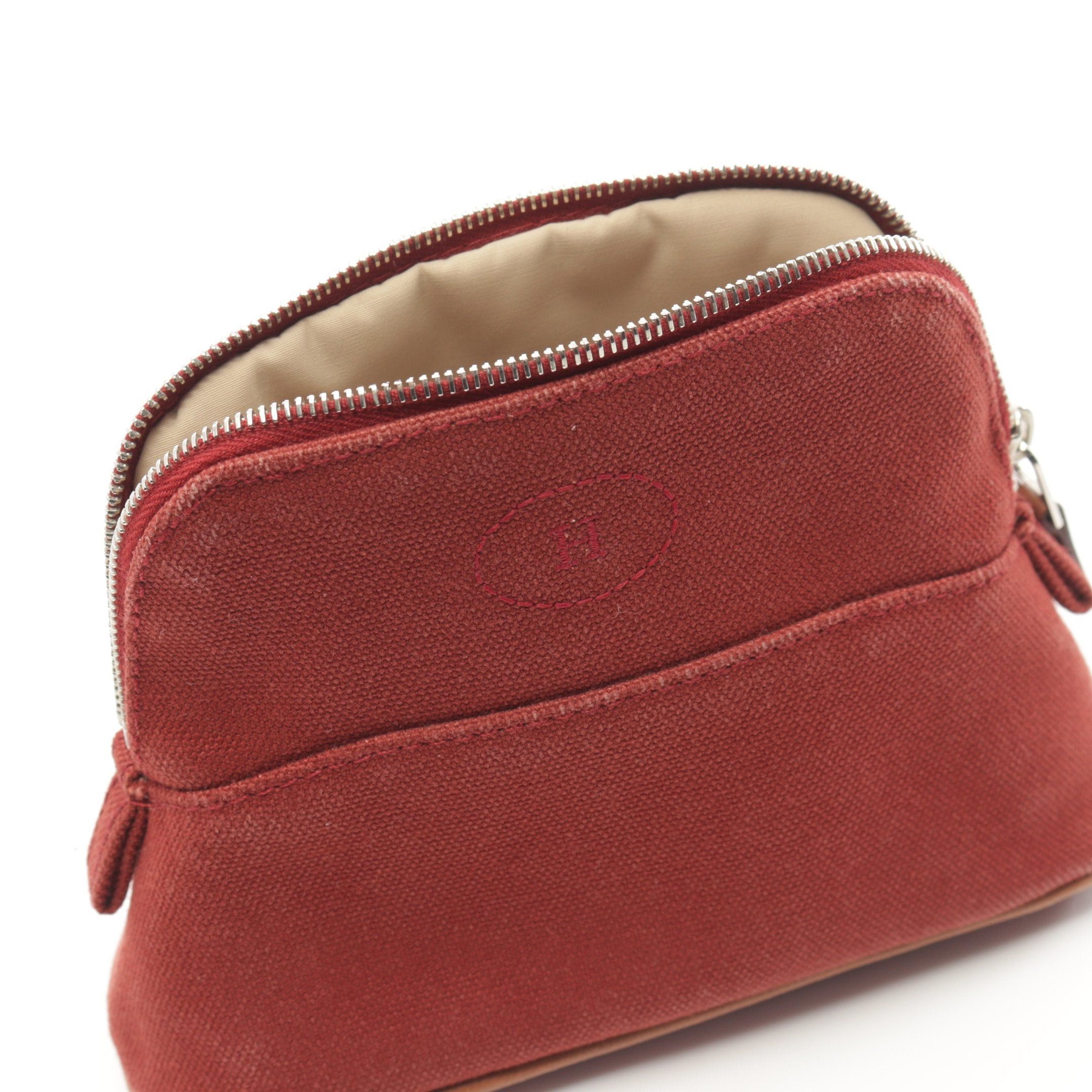 Hermes Hermes Bolide Pouch 15 Mini Canvas Bordeaux Silver Hardware Size ONE SIZE - 6 Thumbnail