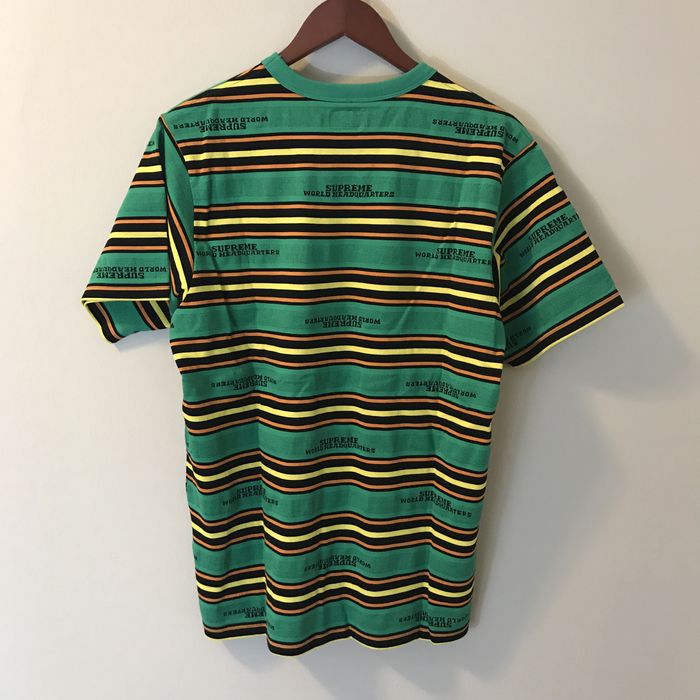 Supreme T Shirt. Supreme HQ STRIPE S/S TOP. Green.