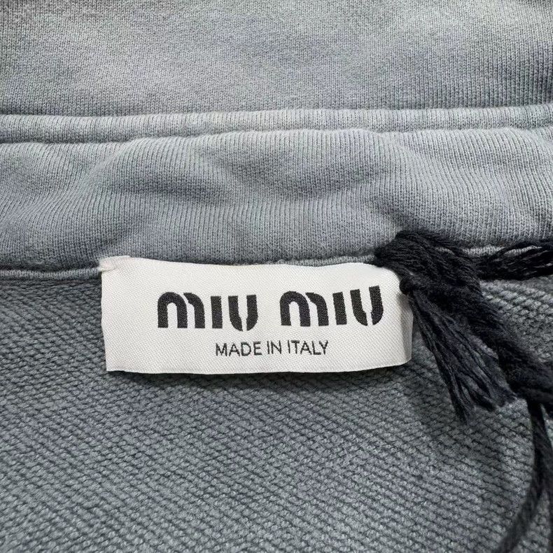 Miu Miu MiuMiu washed to make old ruined letter polo collar embroidered hoodie-zp Size US M / EU 48-50 / 2 - 3 Thumbnail