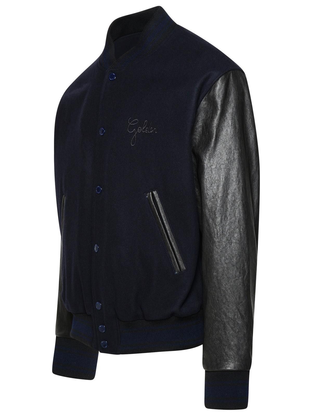 Golden Goose GOLDEN GOOSE Bomber Jacket In Blue And Black Virgin Wool Blend Size US XL / EU 56 / 4 - 2 Thumbnail