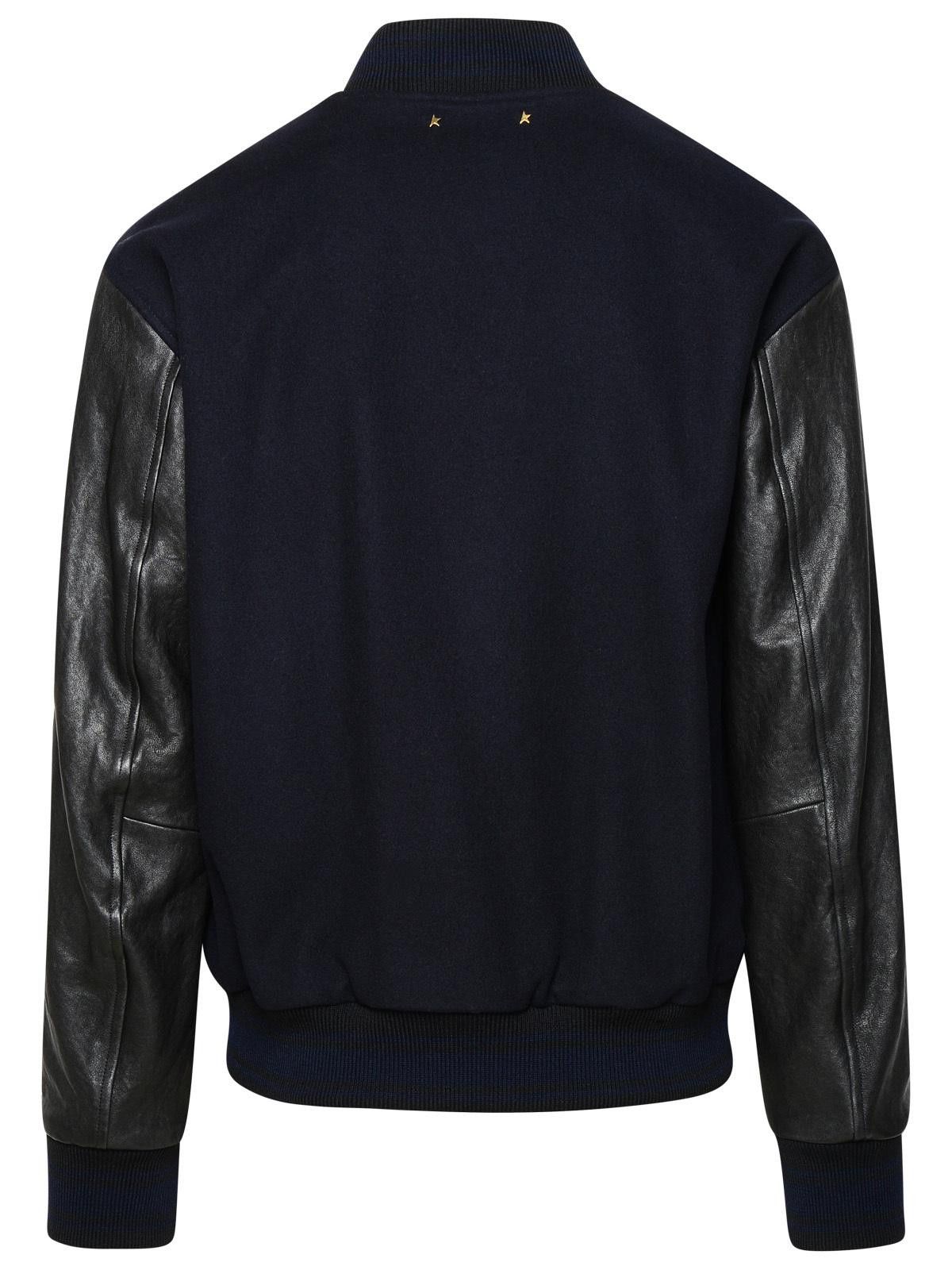 Golden Goose GOLDEN GOOSE Bomber Jacket In Blue And Black Virgin Wool Blend Size US XL / EU 56 / 4 - 3 Thumbnail