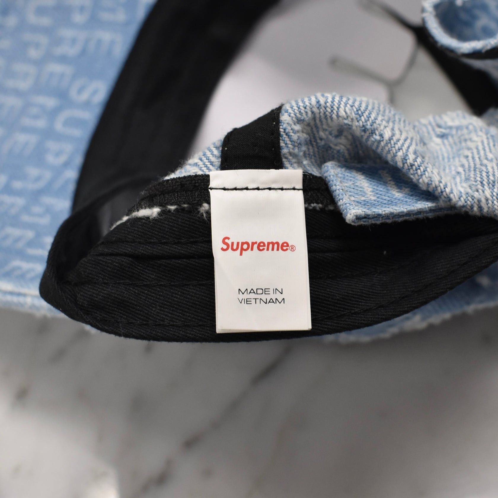 Supreme Supreme Needle Punch Denim Allover Logo 6-Panel Hat Size ONE SIZE - 5 Thumbnail