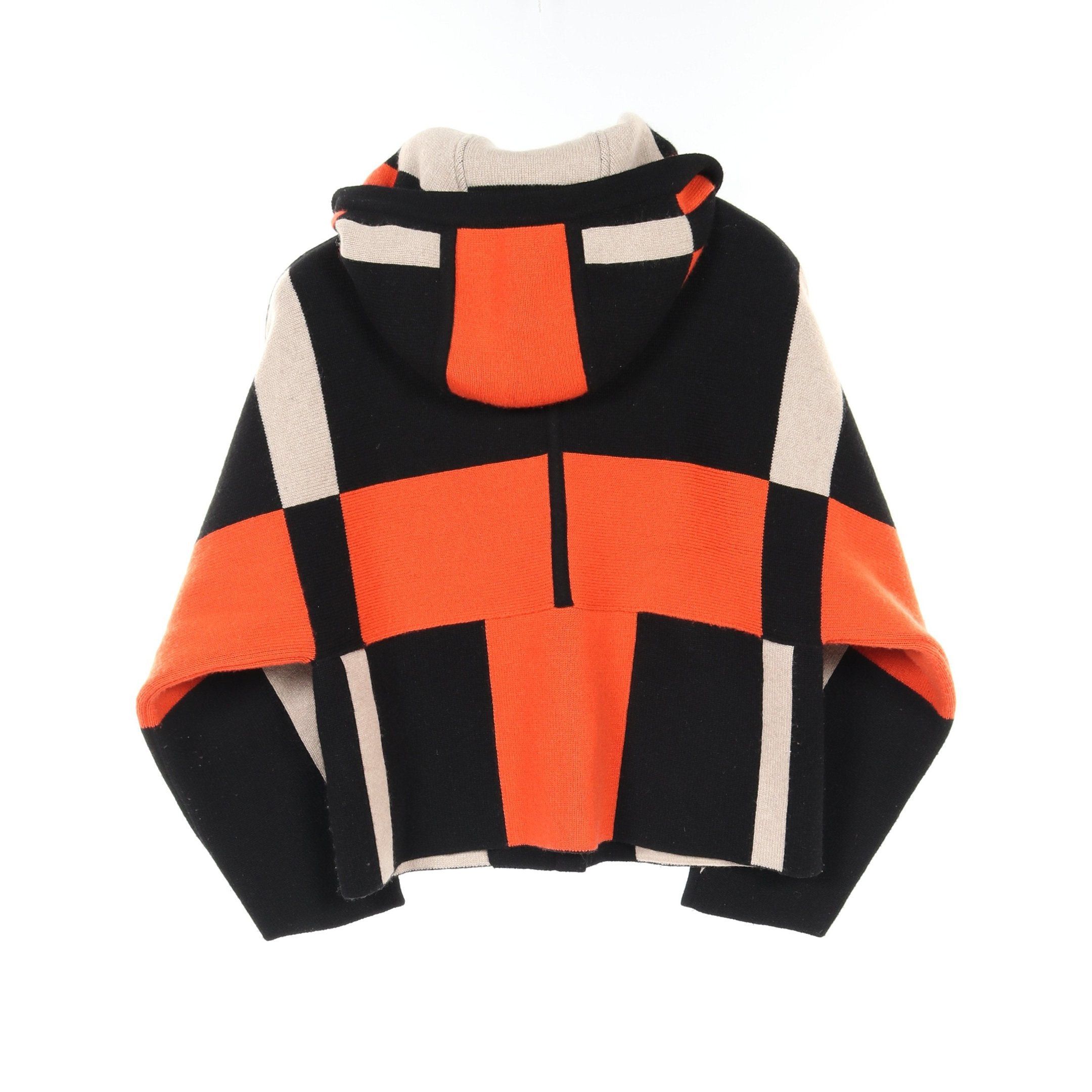 Hermes Hermes Knitted Hoodie Cardigan Jacket Cashmere Black Orange Beige Size ONE SIZE - 2 Thumbnail